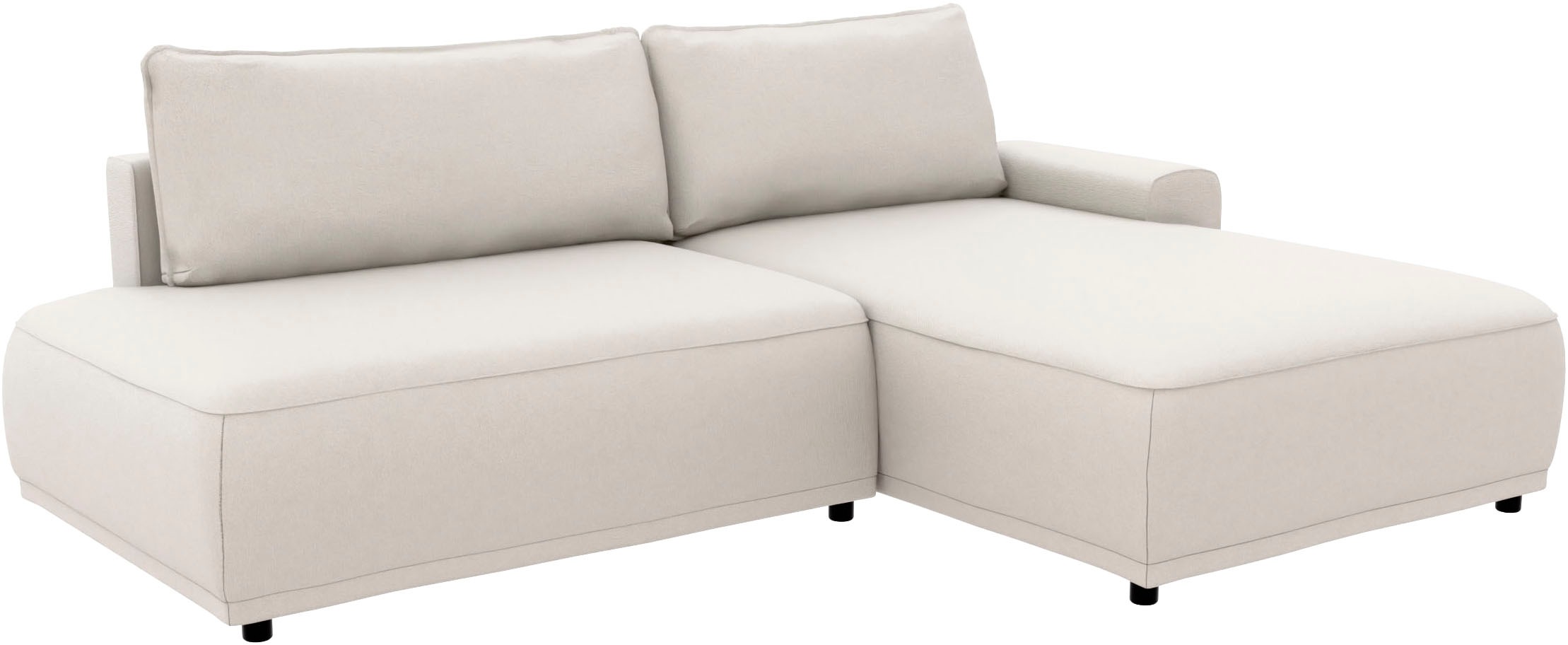 TRENDMANUFAKTUR Ecksofa »Fordon II, Schlafsofa mit Bettkasten, Couch in L-Form, Breite 250 cm«, in Struktur LUMOS, 3D-Effekt, sandgrau, Armlehne rechts