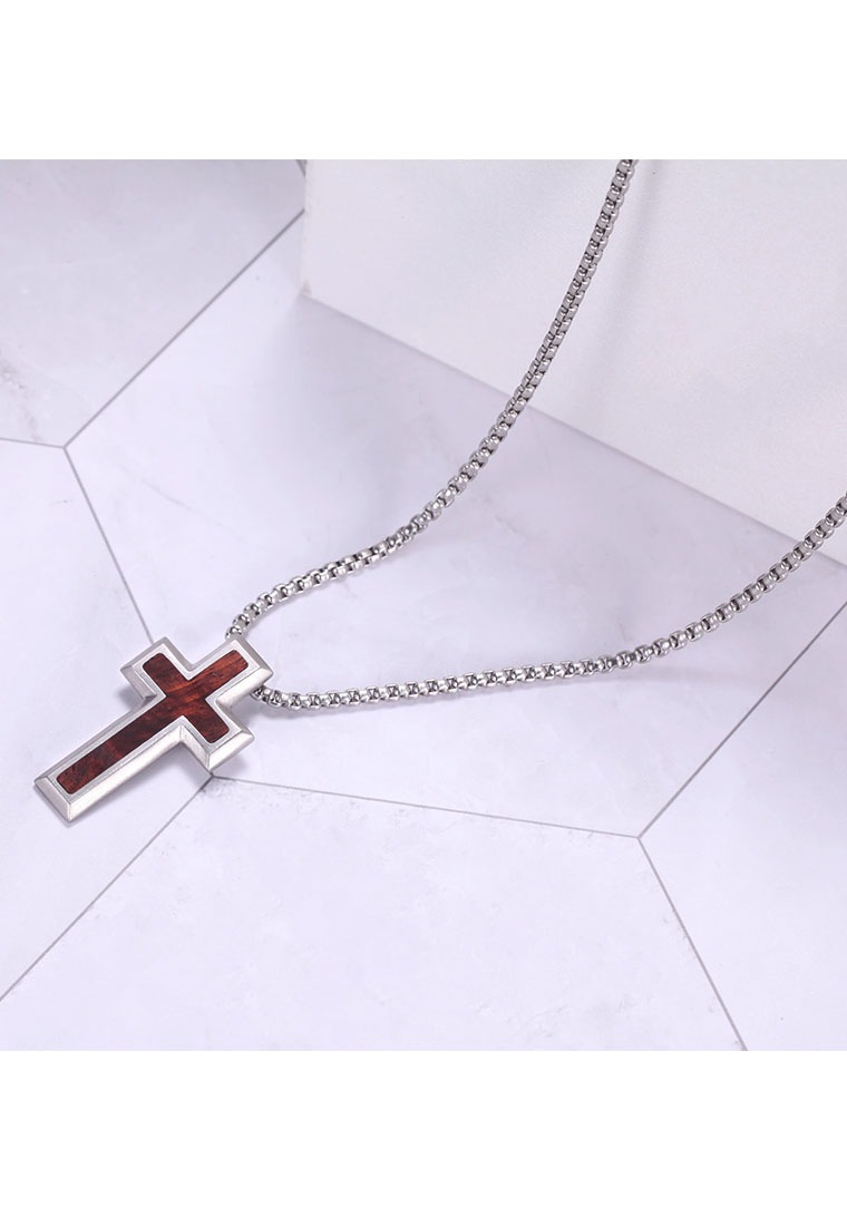 KINGKA SWN531 Cross Necklace Brown 2
