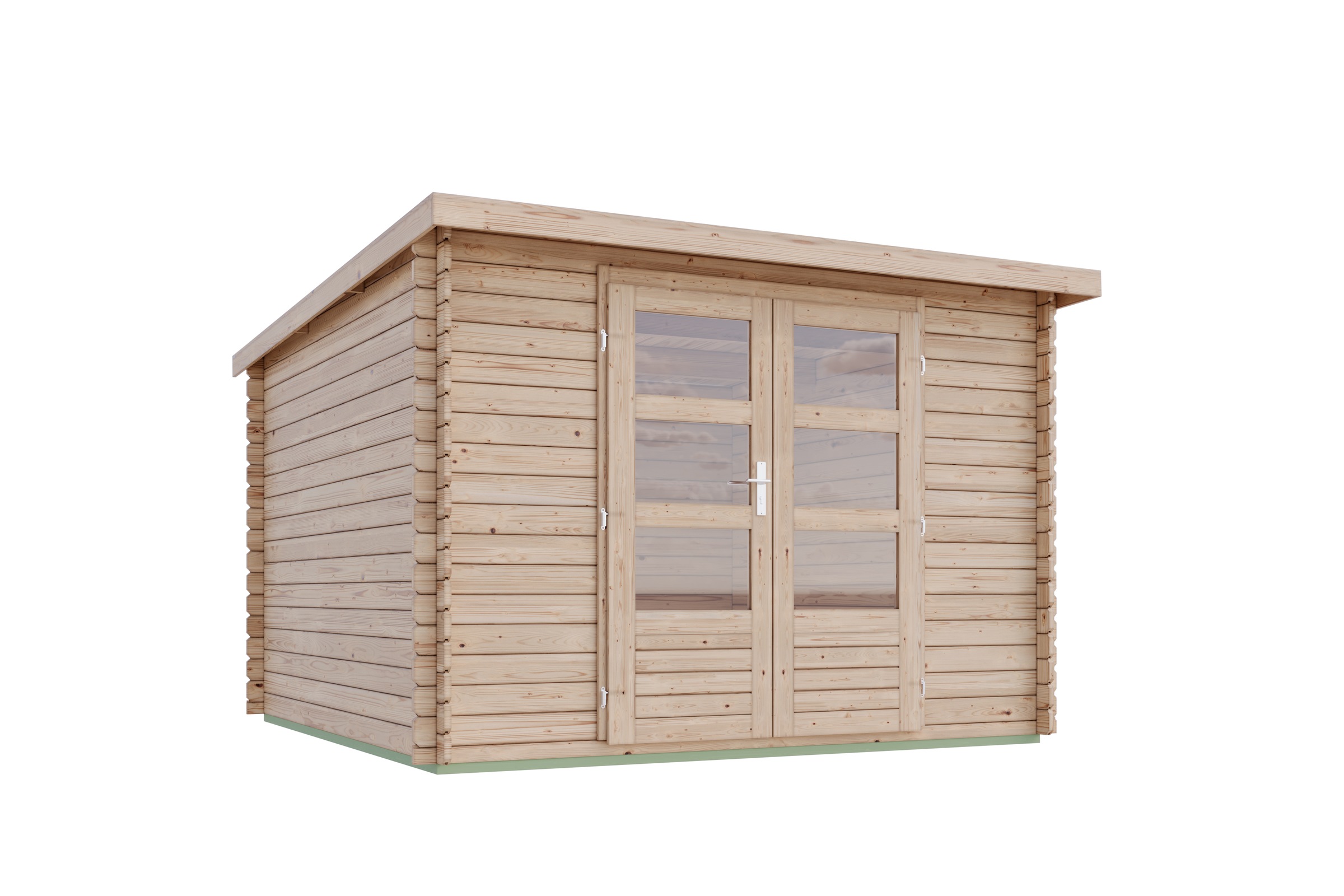 Karibu Gartenhaus »"Remus" mit Pultdach aus Massivholz, klassische Blockbohlenbauweise«, aus hochwertiger naturbelassener nordischer Fichte