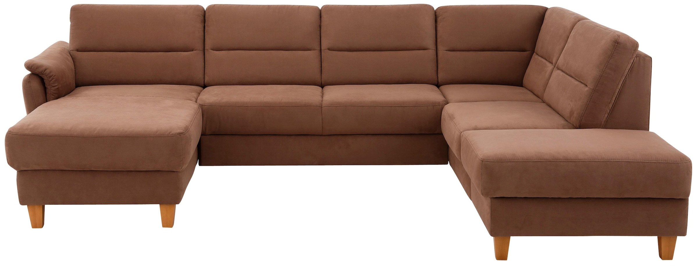 Home affaire Wohnlandschaft "Palmera U-Form, B: 308 cm, große Stoff + Leder Auswahl" optional Schlaffunktion & Bettkasten, Federkern, XXL-Wohnlandschaft