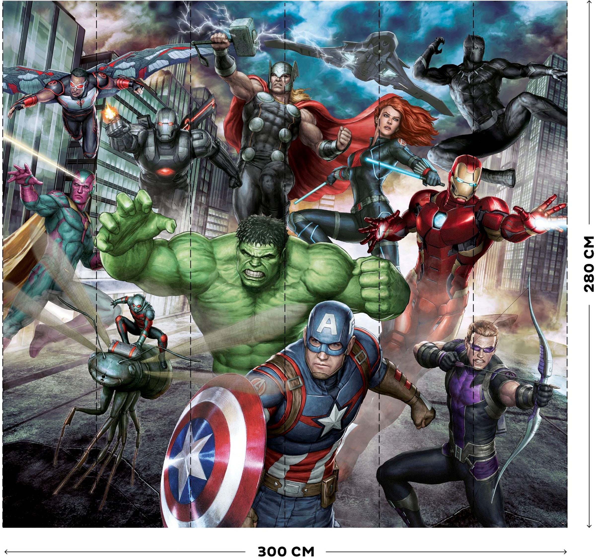 MARVEL Fototapete »Avengers«, Mehrfarbig - 300x280cm