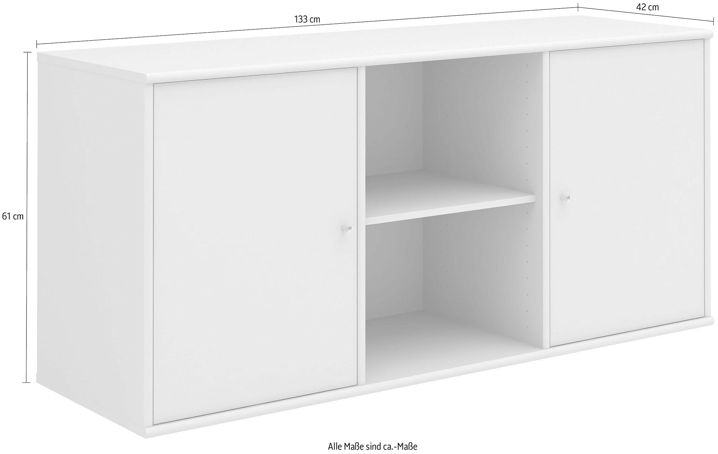 Hammel Furniture Sideboard »Mistral, Hochwertig Schrank, hängend/stehend montierbar«, mit zwei Türen, B: 133 cm, anpassungsbar Designmöbel