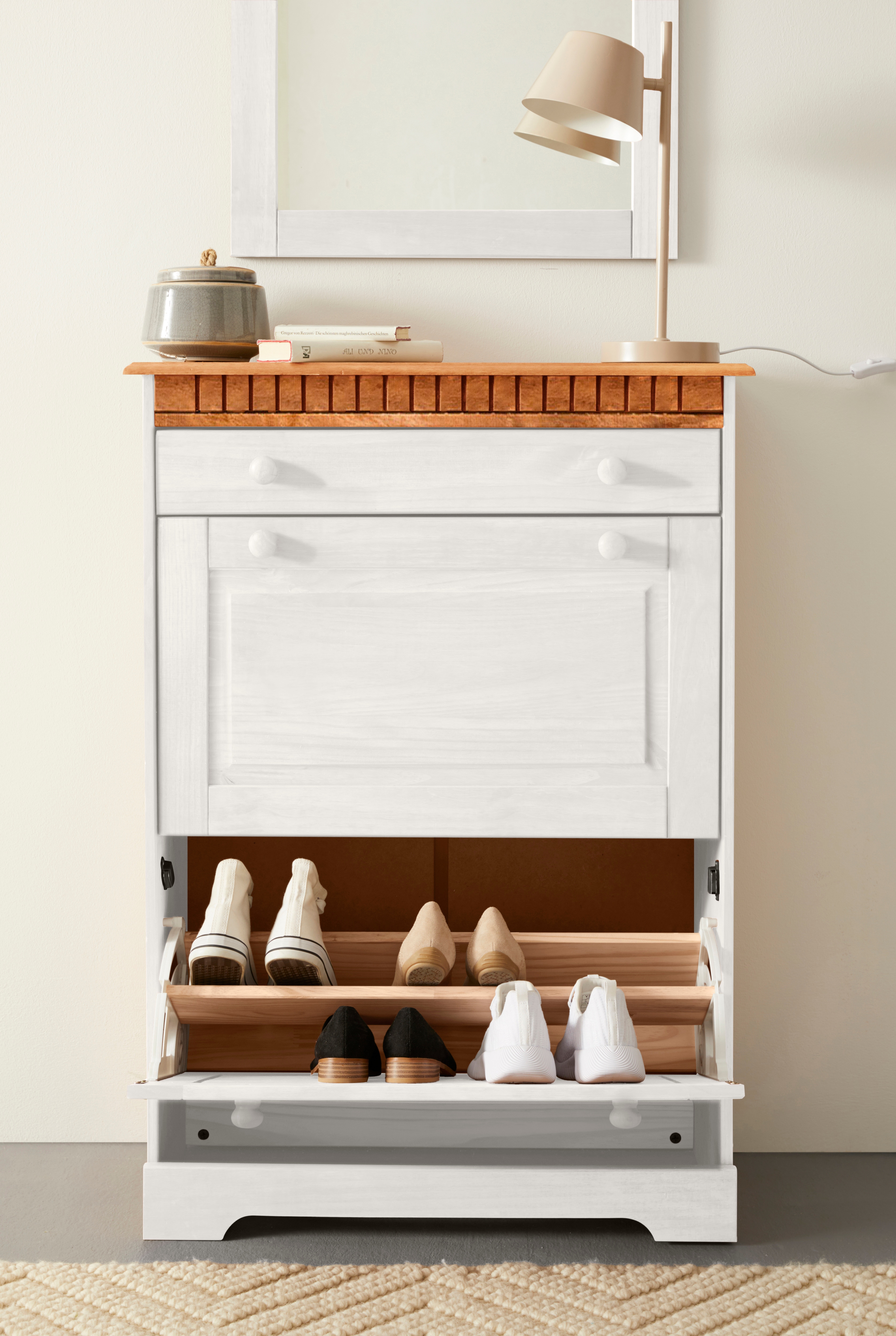 OTTO home Schuhschrank "Lisa" mit 1 Schubkasten und 2 Klappen, Höhe 105 cm, Breite 75 cm
