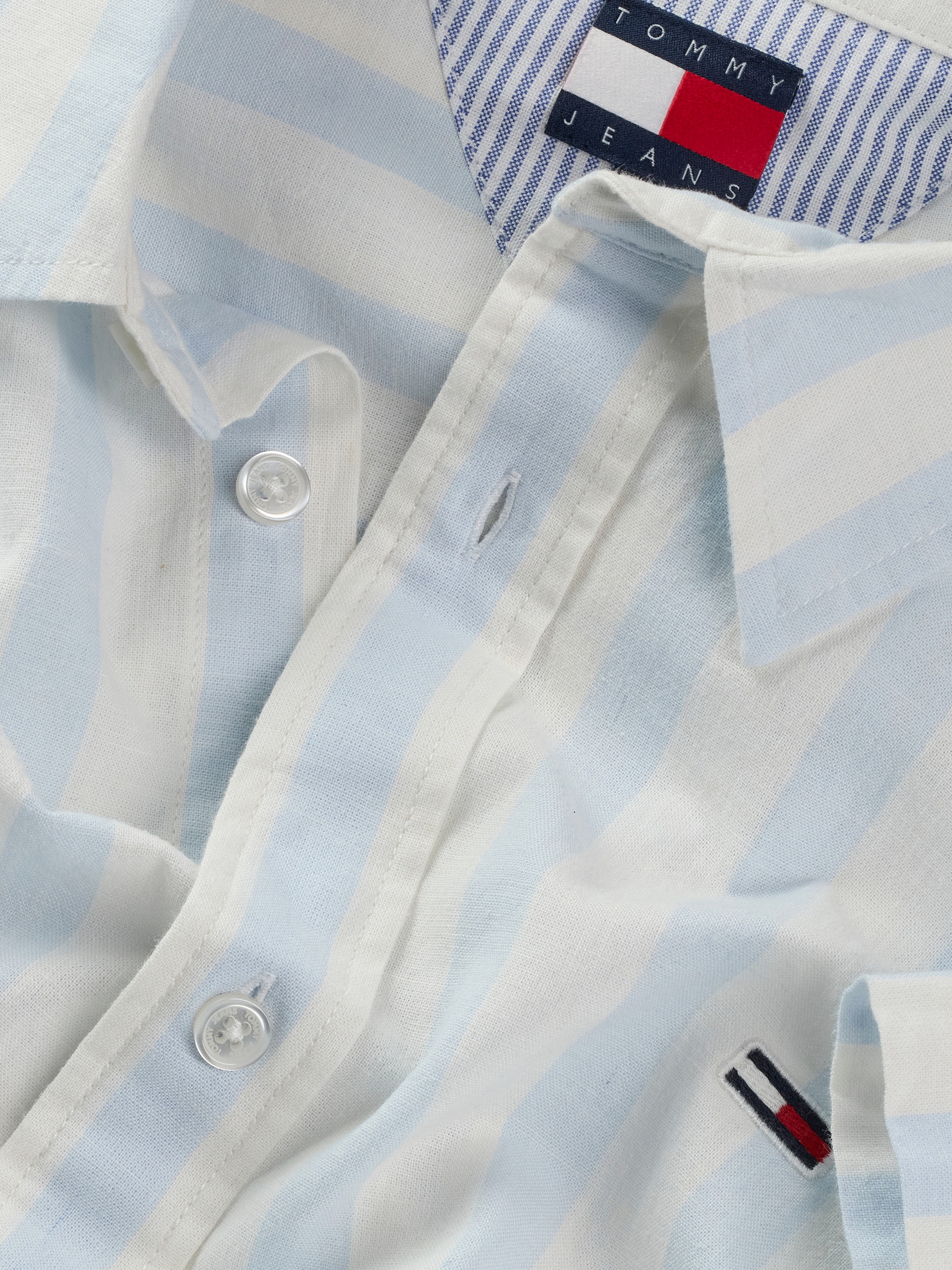 Tommy Jeans Kurzarmhemd »TJM REG LINEN BLEND STP SS SHIRT«, Mit Rundhalsausschnitt