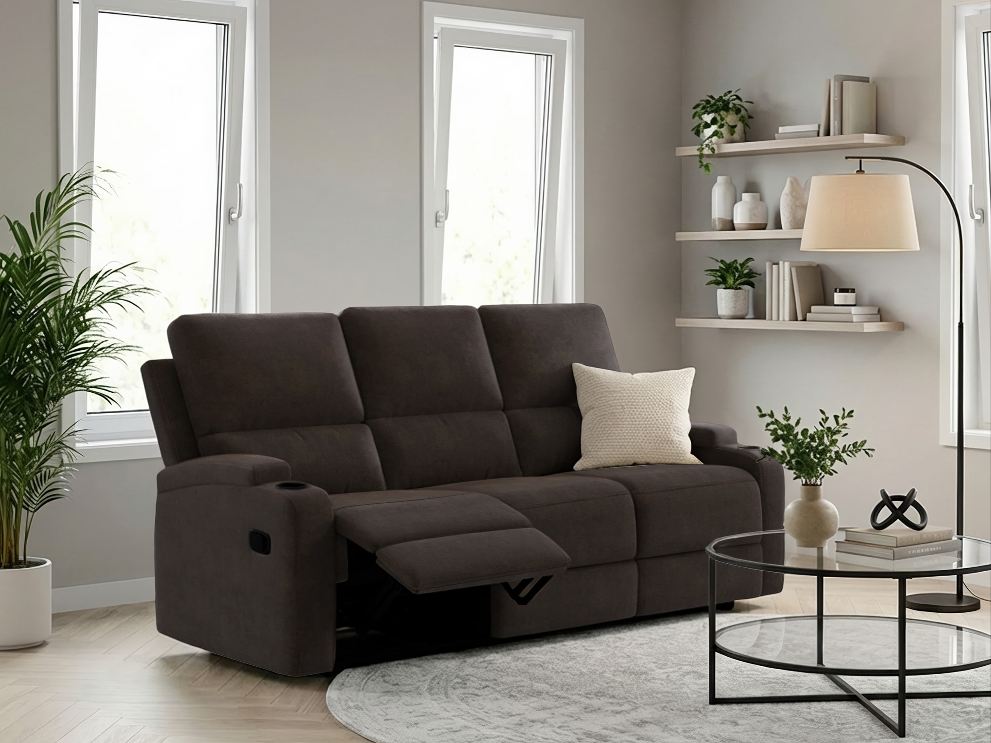 OTTO home 3-Sitzer "NAPORI Microfaser, Multimediasofa, Kinosessel XXL" Kinosofa mit 2 x Relaxfunktion und Getränkehalter