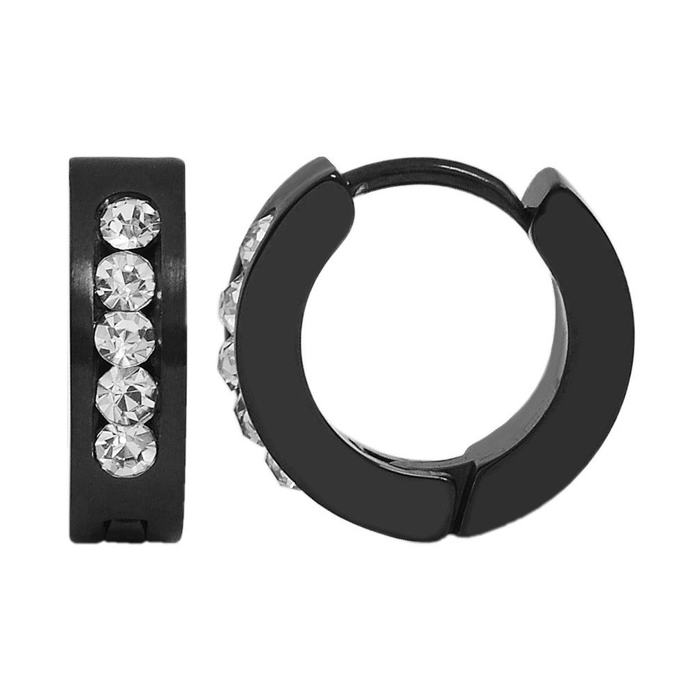 Thumbnail - Adelia´s Klappcreolen "Damen Ohrringe – Klappcreole aus Edelstahl mit Strass Steinchen" Ein kleines Geschenk mit großer ...