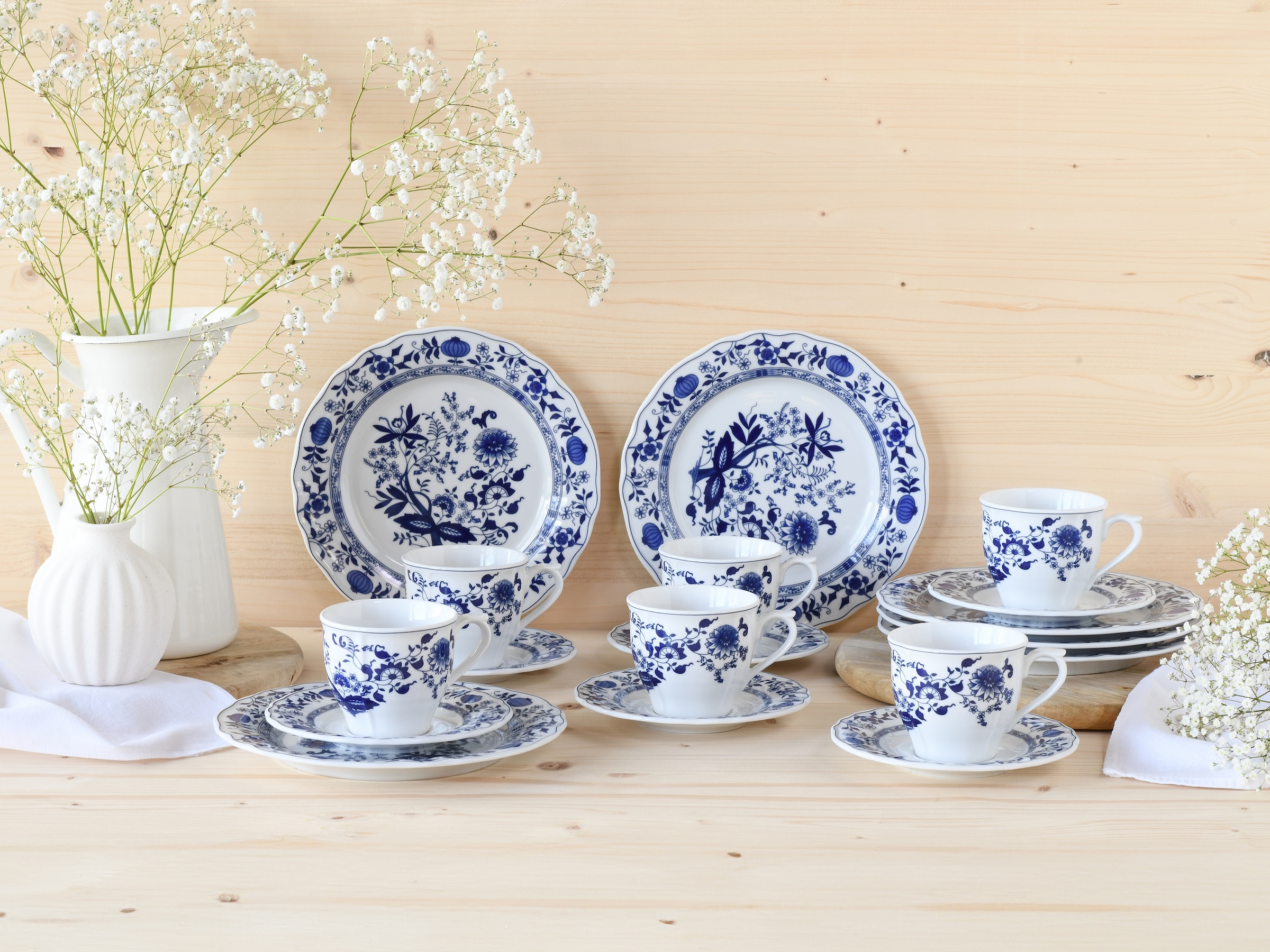 CreaTable Kaffeeservice »Flora Zwiebelmuster, Kaffee-Service 18 tlg«, (Set, 18 tlg.), Nostalgisch, Vintage