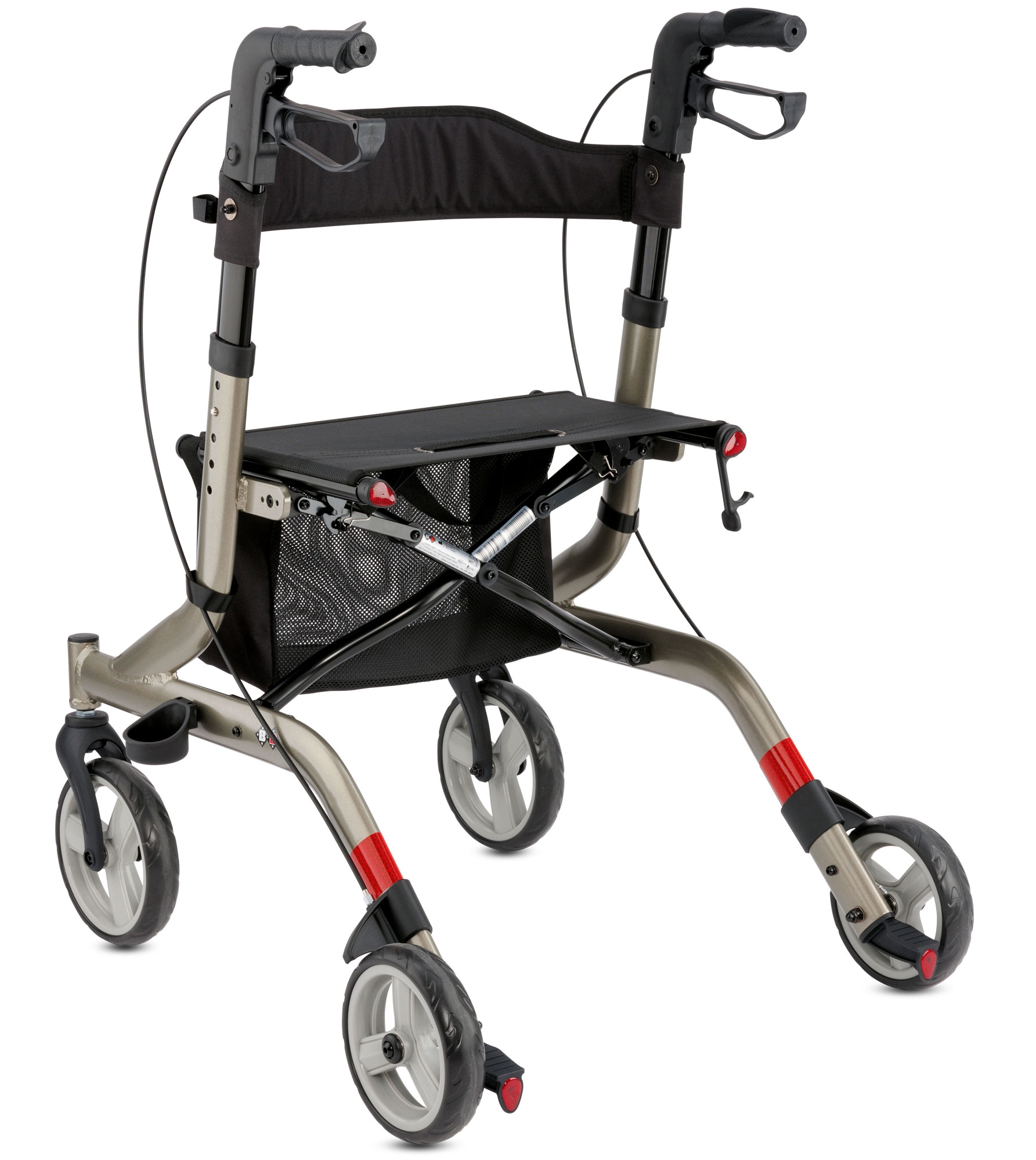 Bischoff & Bischoff Rollator »Capero Rollator«, faltbare Senioren Gehhilfe mit Rückengurt, Tasche und Stockhalter