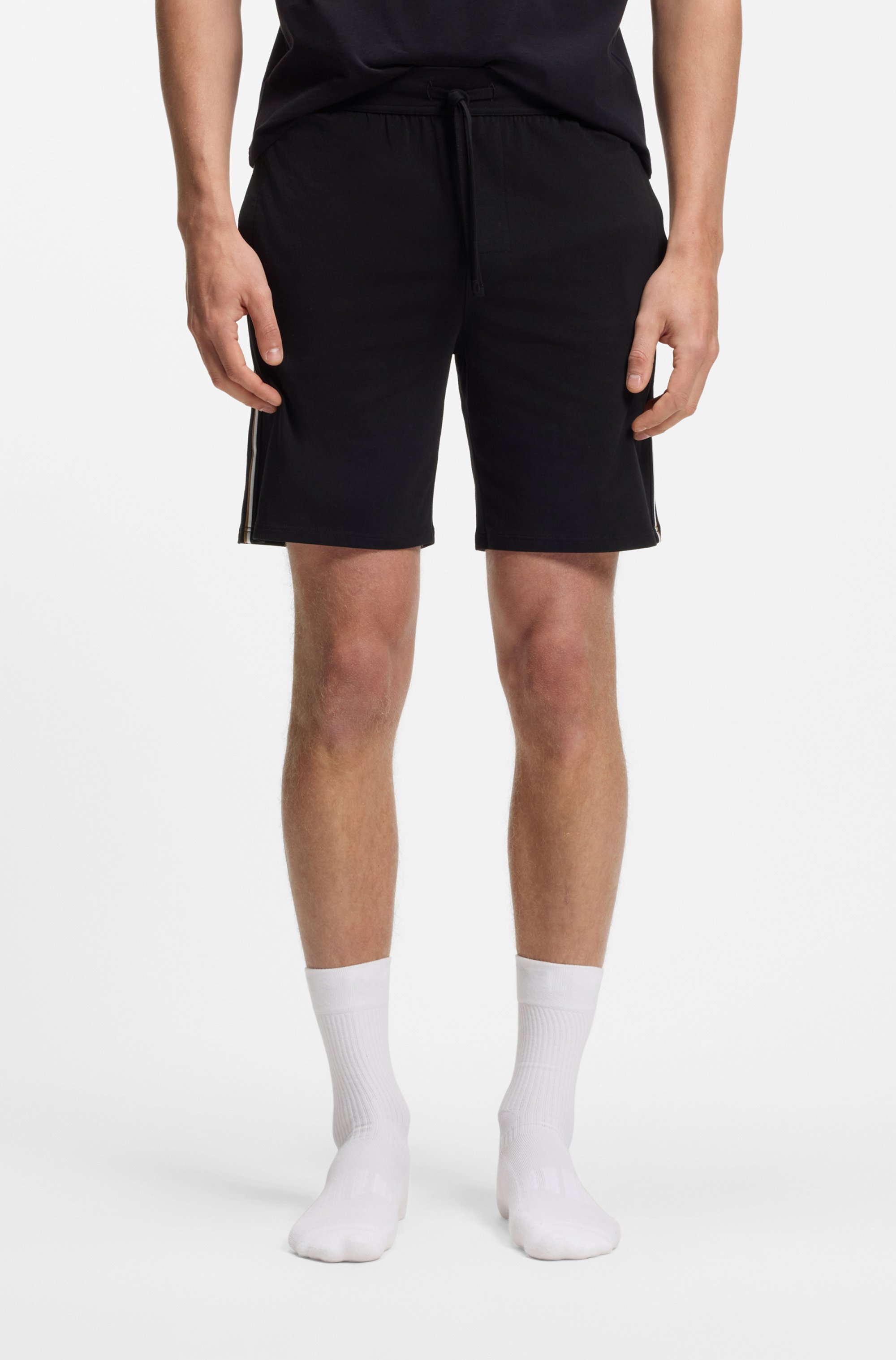 BOSS Schlafshorts "Unique" Stretch-cotton pyjama bottoms mit signature-stripe tape