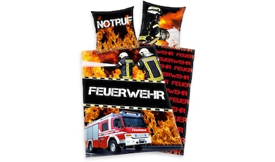 Kinderbettwäsche »Feuerwehrmann Sam«, (2 tlg.), mit Feuerwehrmann Motiv