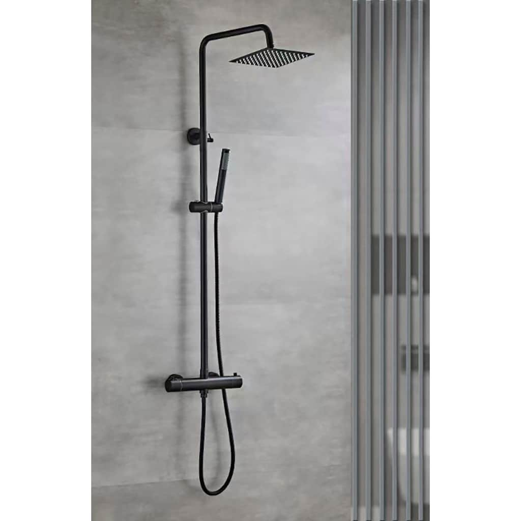 welltime Duschsystem »Rainshower«, Duschsystem, Rainshower eckig 200x200mm, Edelstahl, gebürstet