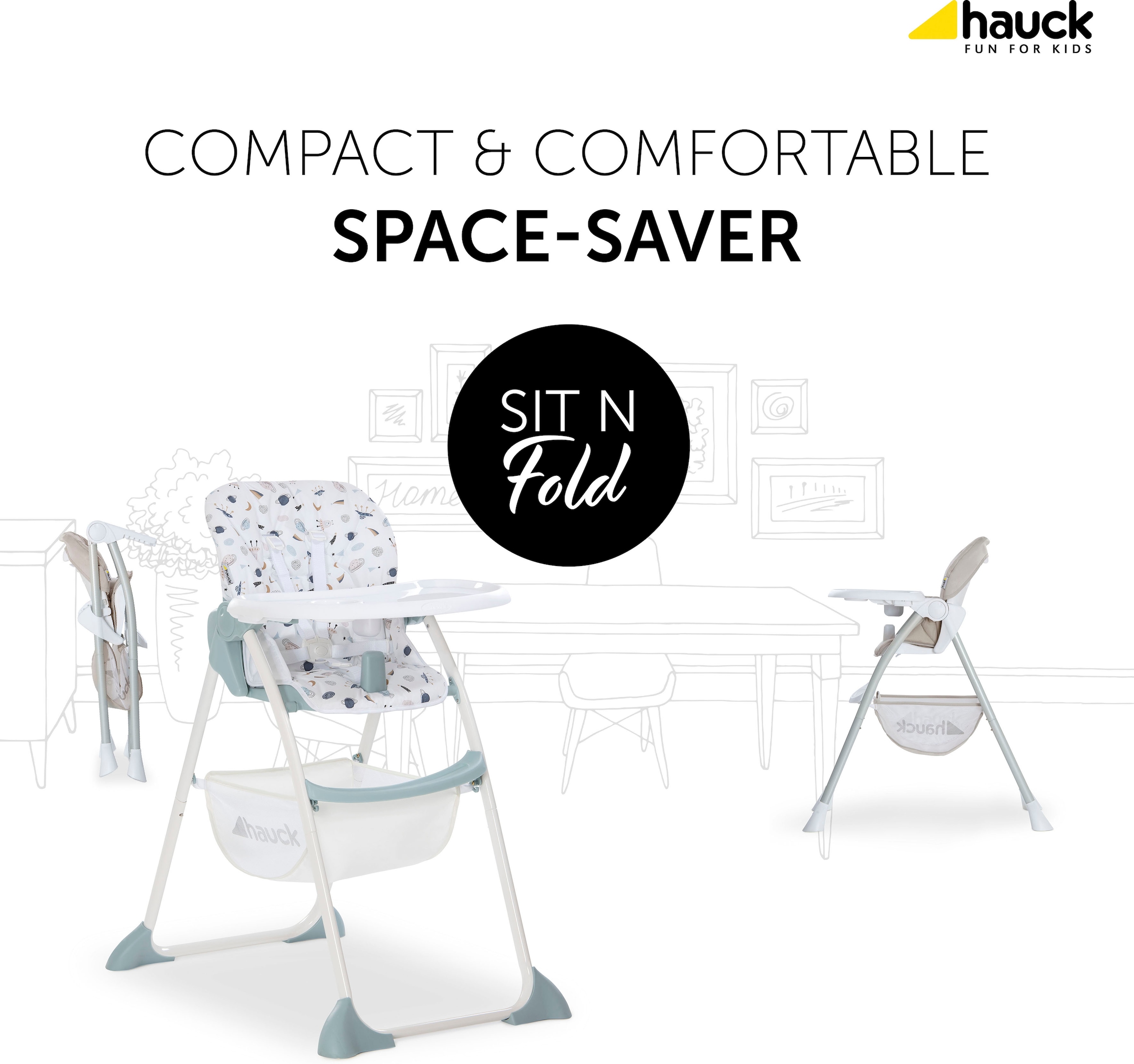 Hauck Hochstuhl »Sit N Fold, Space«, schmal faltbar