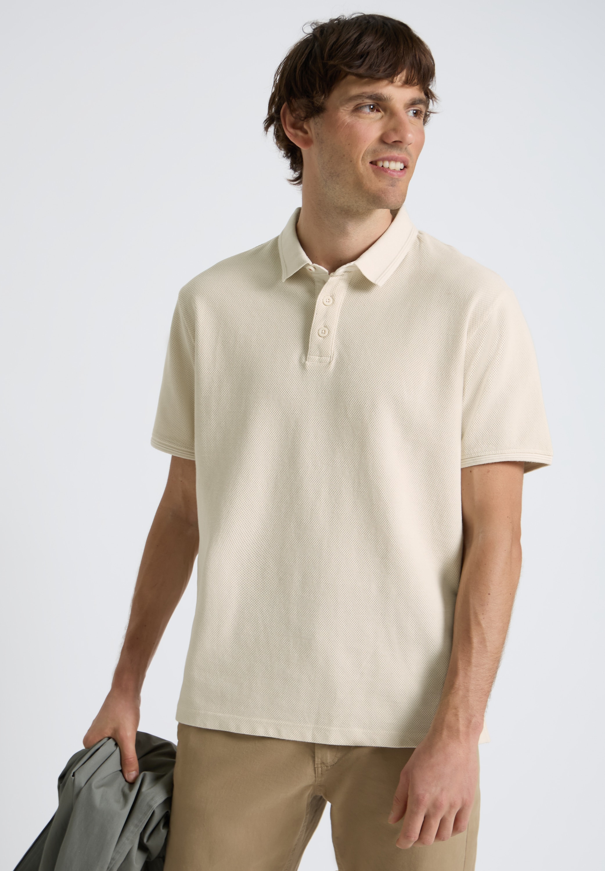 STREET ONE MEN Poloshirt mit grober Struktur