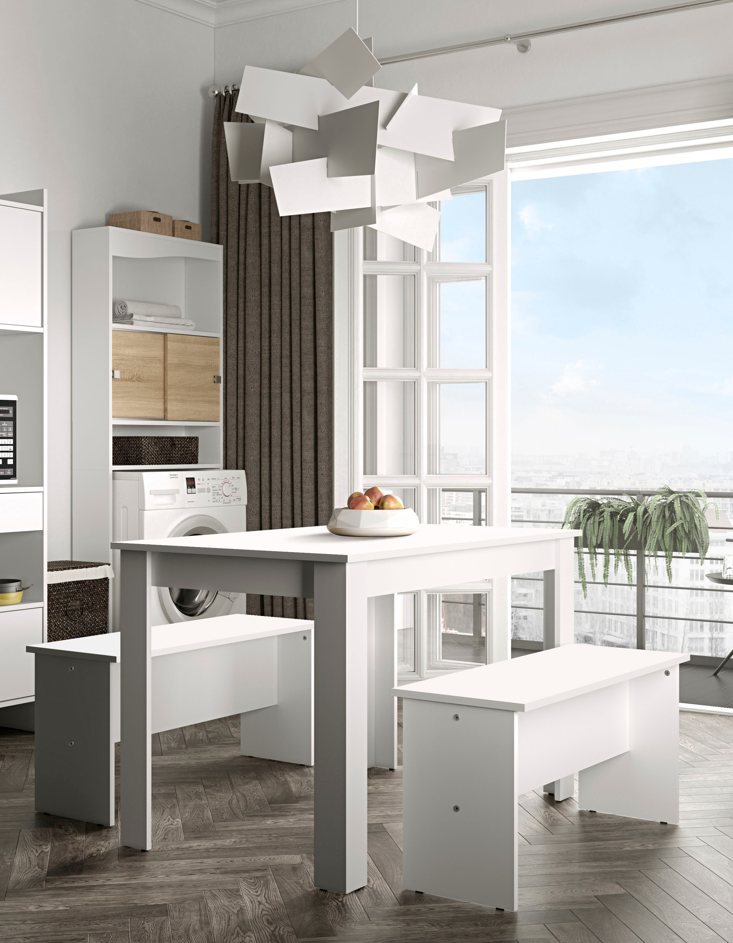 TemaHome Esstisch Nice, (3 St.), 3 tlg Set, bestehend aus einem Esstisch mit zwei Sitzbänken