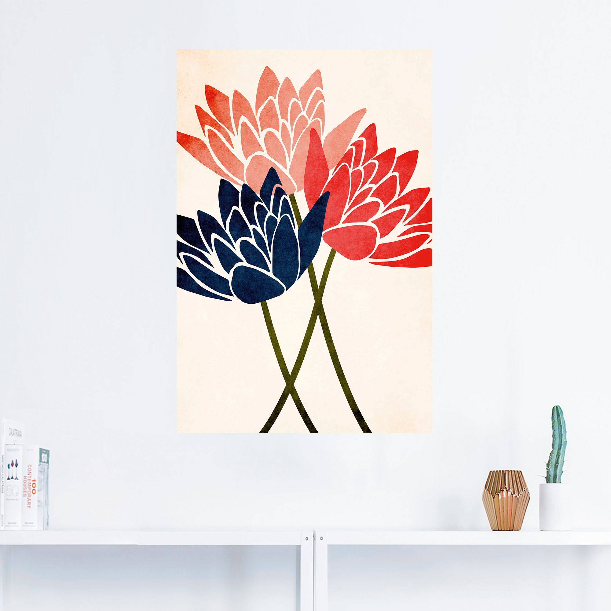 Artland Leinwandbild »Drei Blüten«, Blumenbilder, (1 St.), auf Keilrahmen gespannt