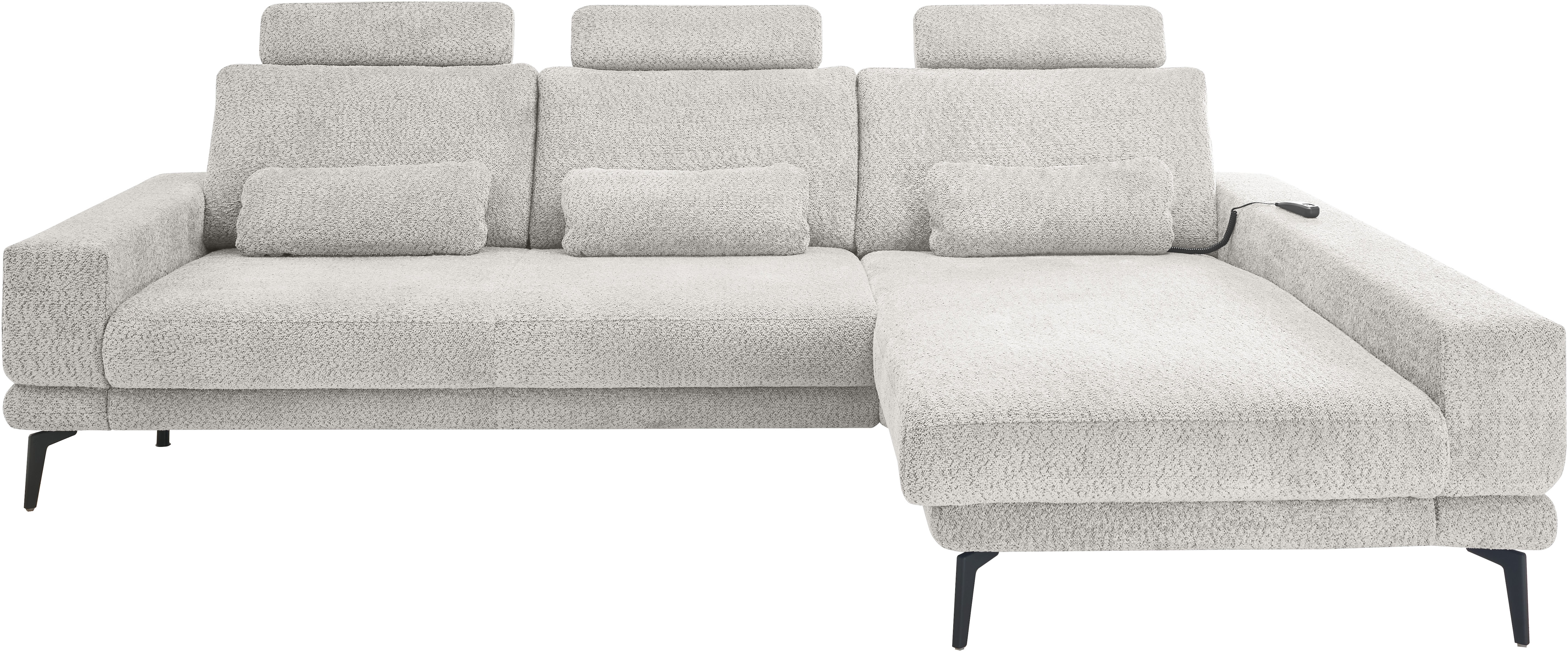 set one by Musterring Ecksofa "SO 3600, inkl motor. Sitztiefenverstellung, Kopfstützen, Nierenkissen" Sitzhöhe 42 cm, Federkern, Breite 293 x Tiefe 180 cm, Kama silver