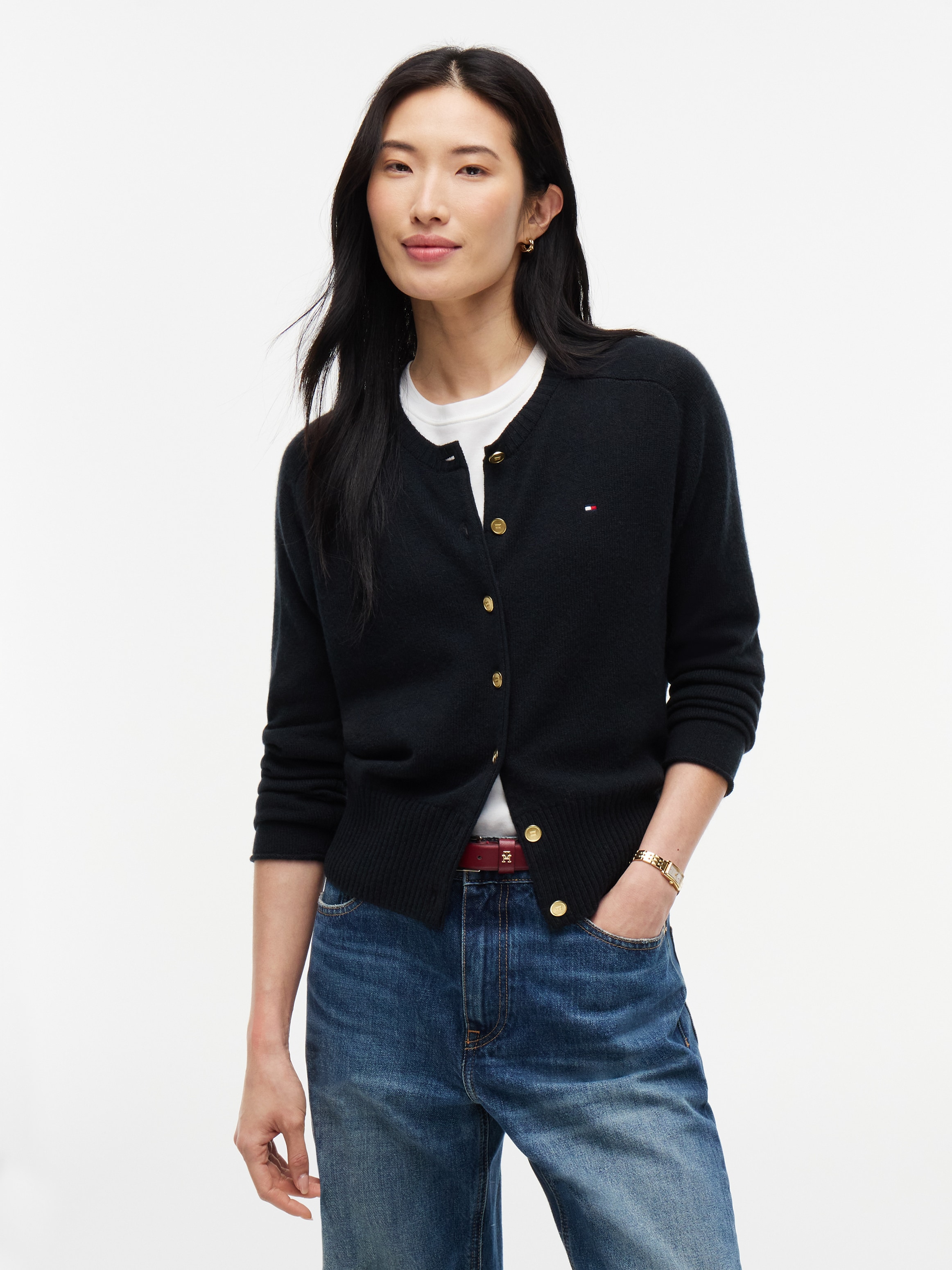 Tommy Hilfiger Strickjacke "SOFT WOOL JERSEY SLIM CARDI" Wolle, slim fit