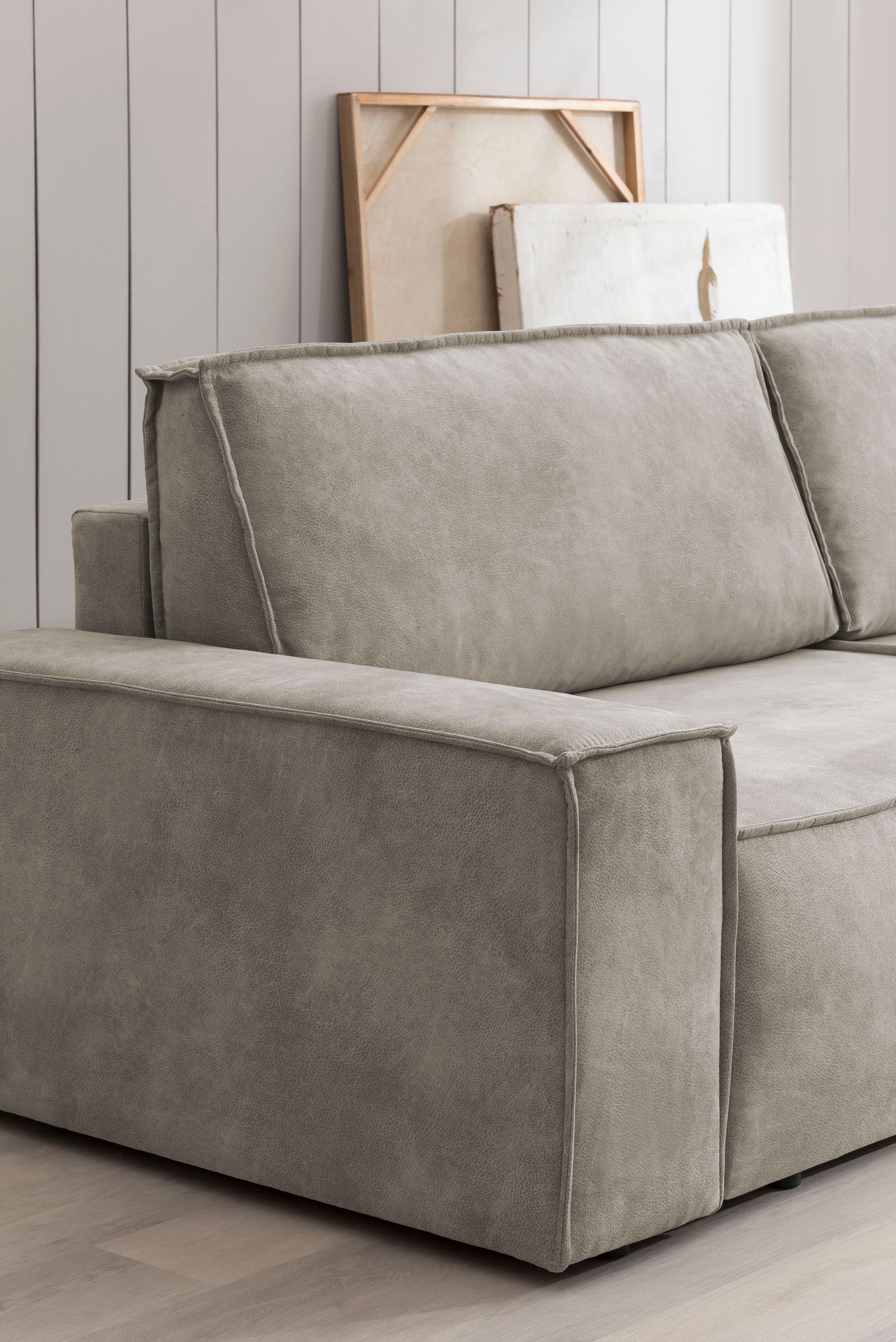 Home affaire Wohnlandschaft »SHERWOOD 329 cm, U-Form, Schlafsofa,«, Schlaffunktion m. Bettkasten (194x139 cm), Cord, Vintage, Samtvelours