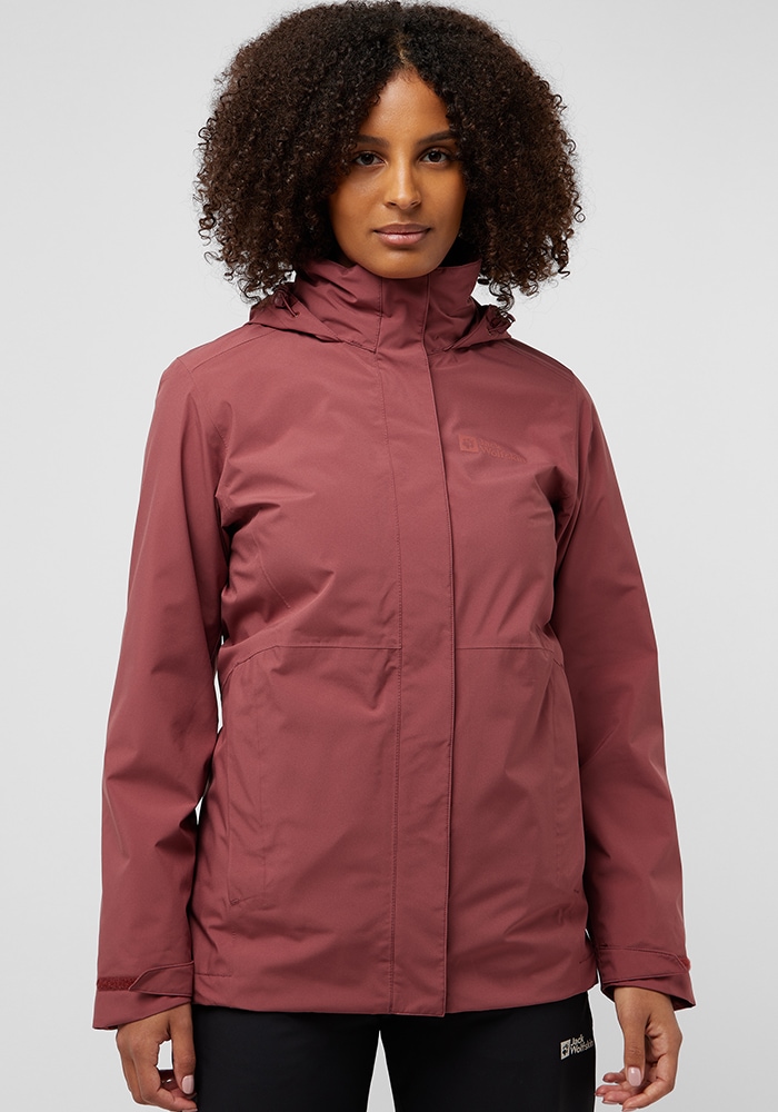 Jack Wolfskin 3-in-1-Funktionsjacke "ROTWAND 3IN1 JKT W" mit Kapuze 3-in-1 Jacke, warm, wasserdicht und winddicht