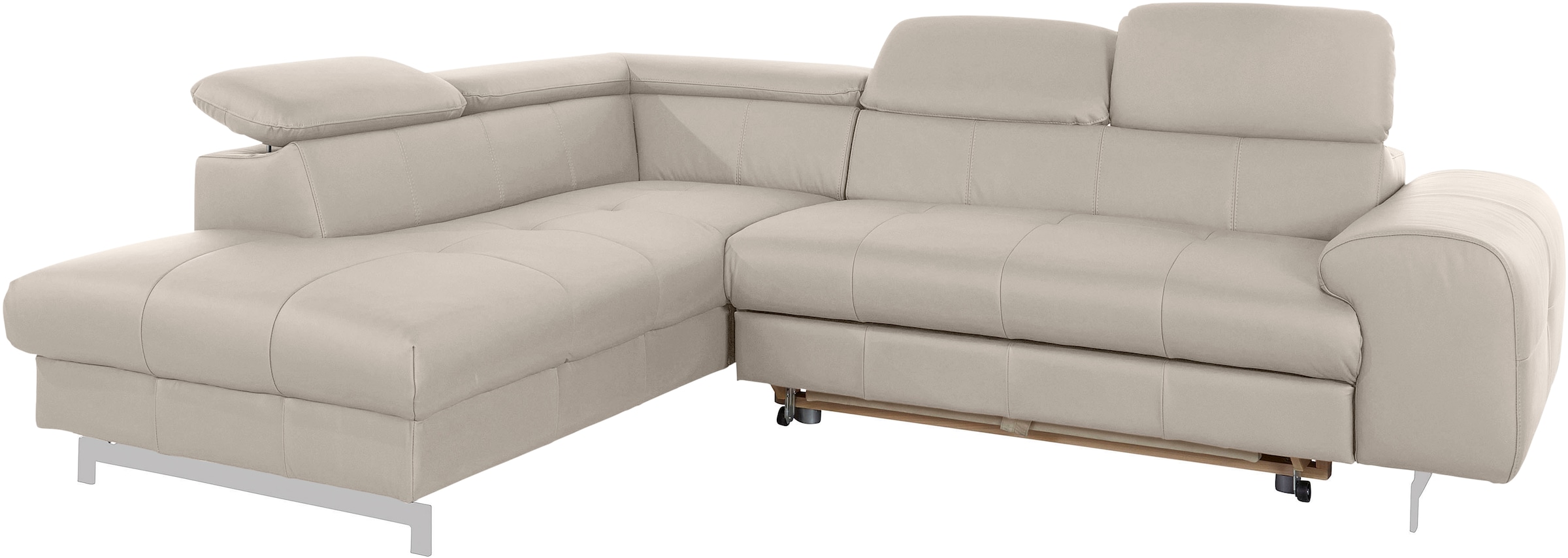 COTTA Ecksofa »Chef L-Form«, mit Kopfteilverstellung, edle Metallkufen, wahlweise mit Bettfunktion