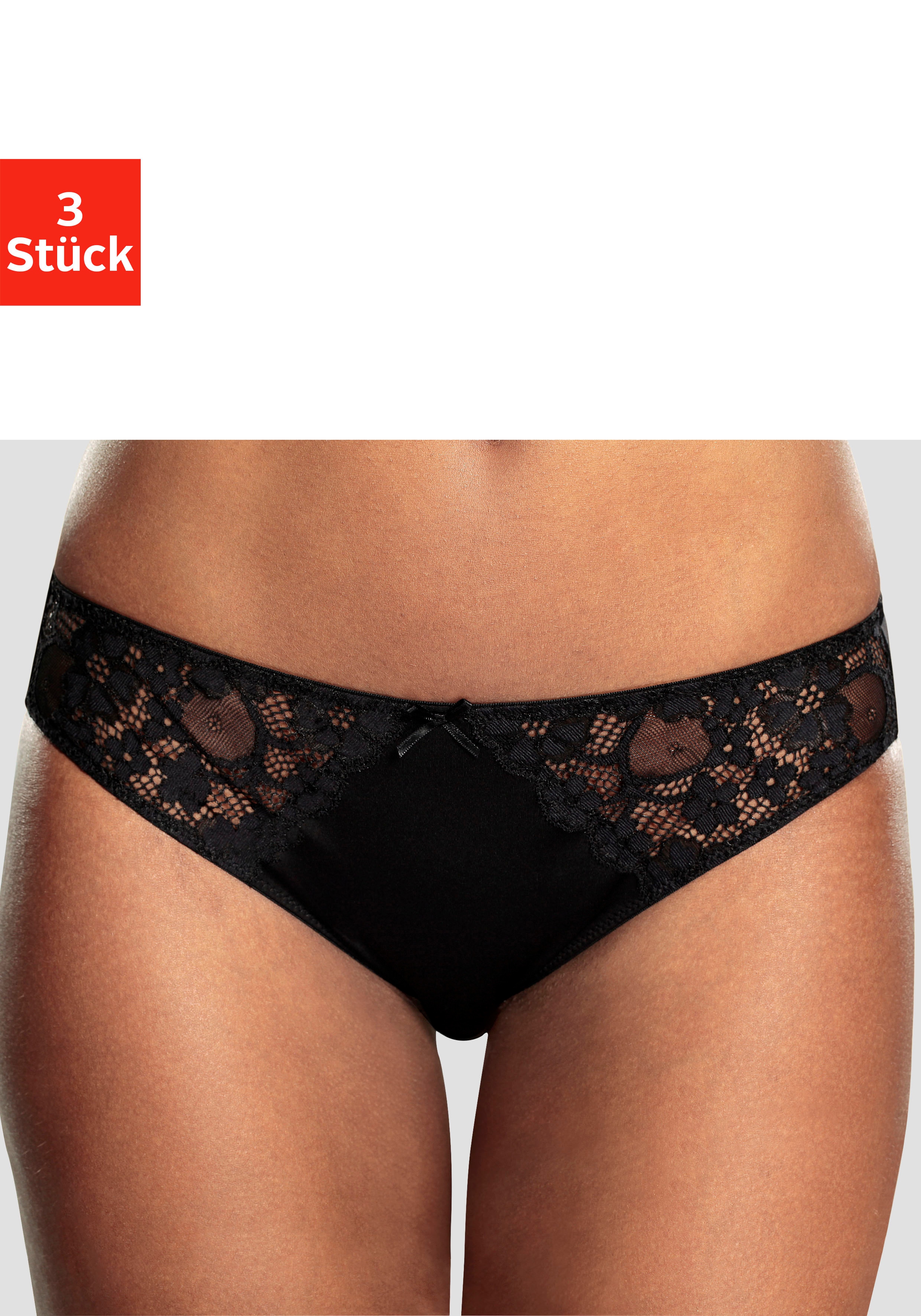 petite fleur by Lascana Slip Packung, 3 Stück, mit leicht transparenter Jacquardspitze an den Seiten