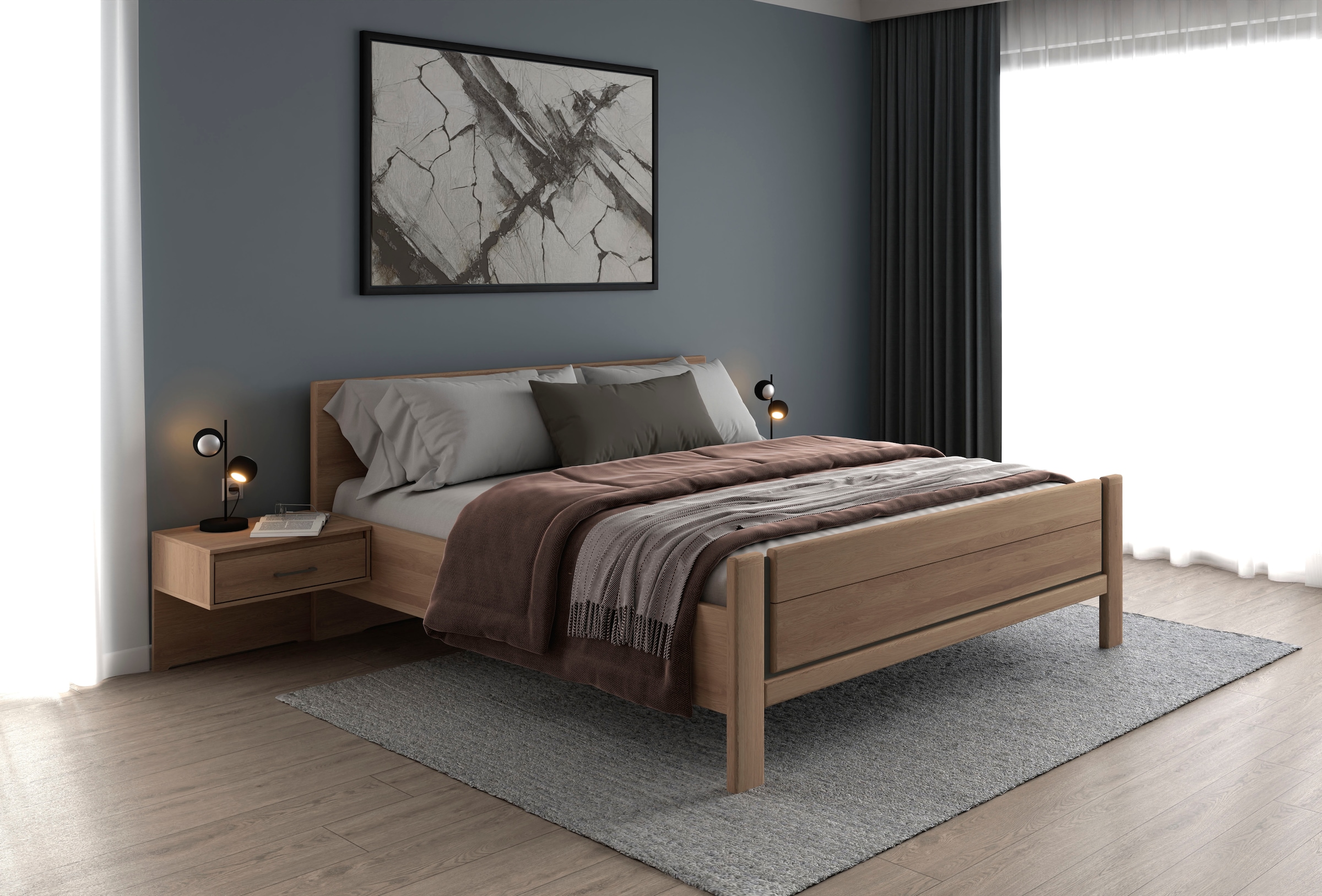 Musterring Holzbett "Sorrent, Bettgestell, Bettrahmen, teilmassiv Eiche", ( günstig online kaufen