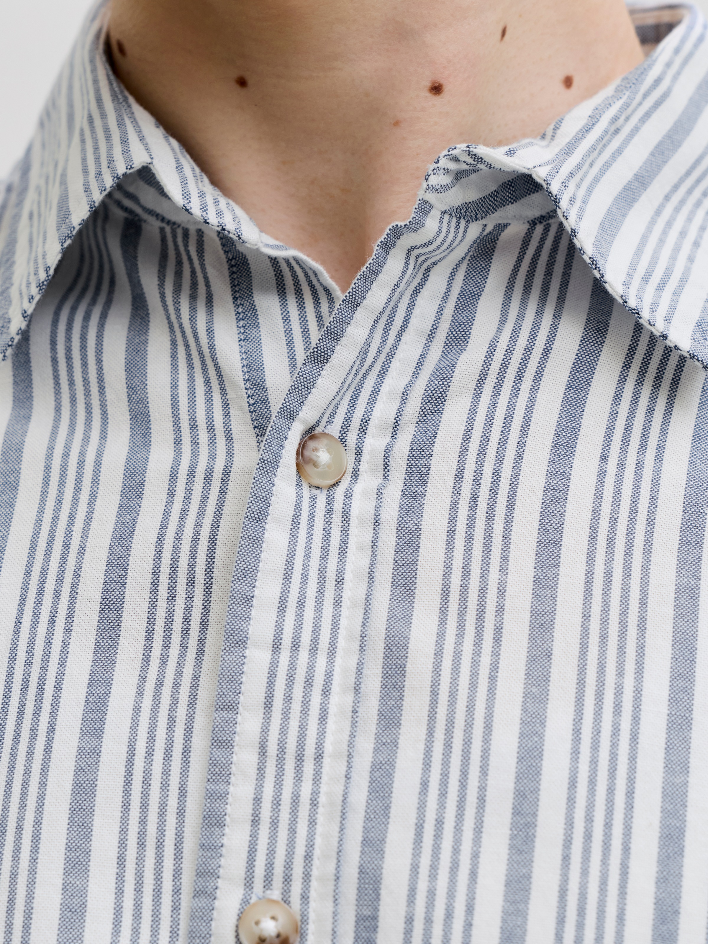 Jack & Jones JJCHAD Oxford Stripe Shirt SS Blue M 2