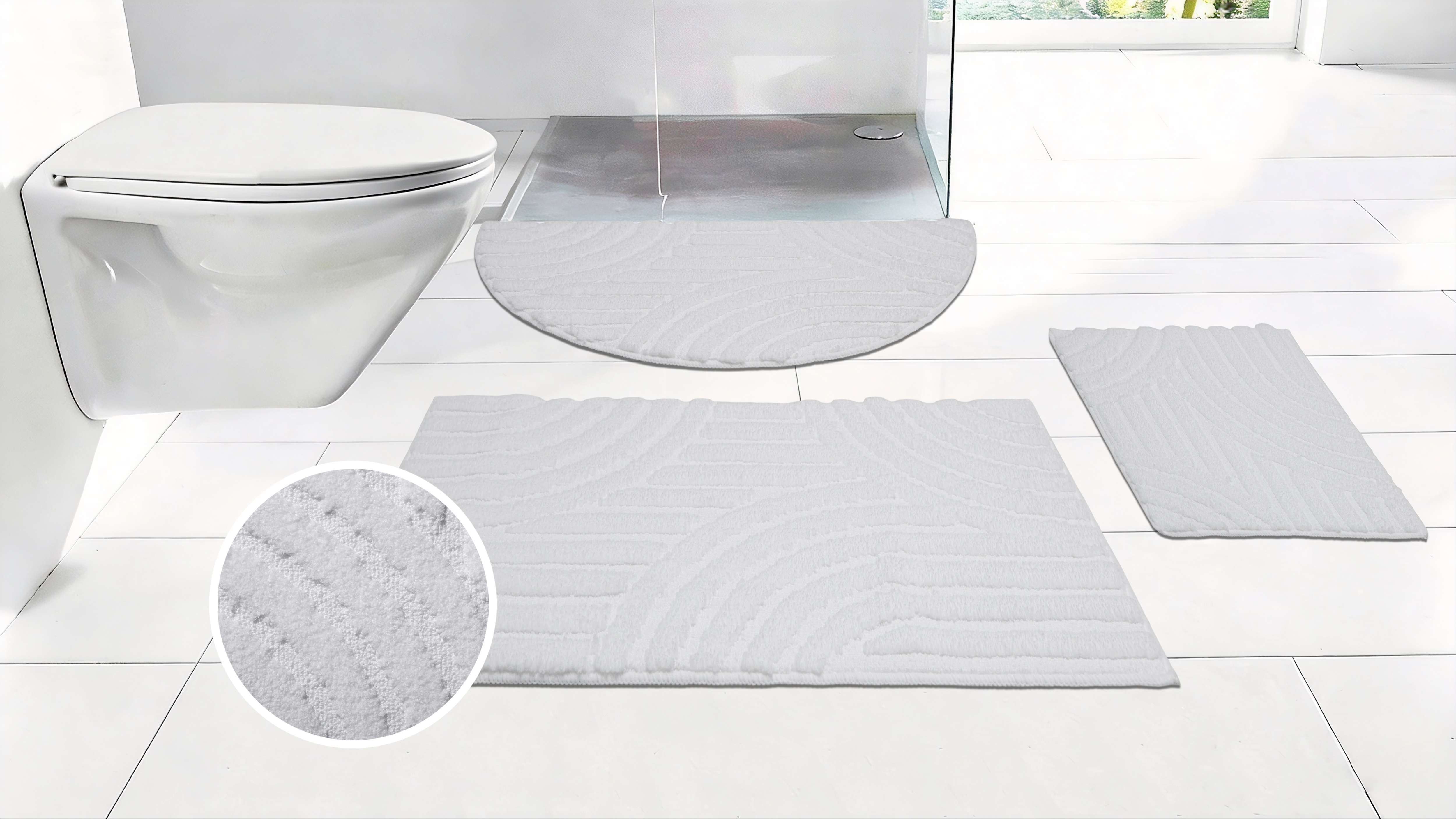 OTTO home Badematte "Regona Scandi, Badvorleger, Badezimmer Teppich, Duschvorleger" Höhe 10 mm rutschhemmend beschichtet strapazierfähig Badteppich, Uni Farben, Hoch-Tief-Effekt, modernes Muster, Zen