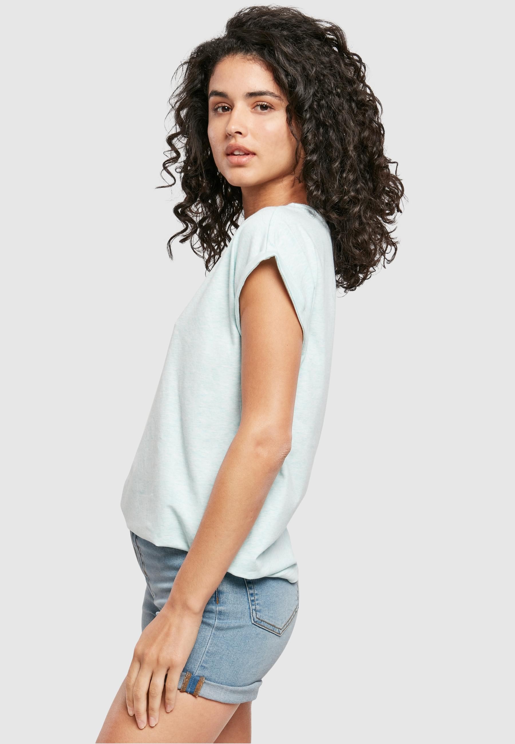 URBAN CLASSICS Kurzarmshirt »Urban Classics Damen Ladies Color Melange Extended Shoulder Tee«, (1 tlg.)