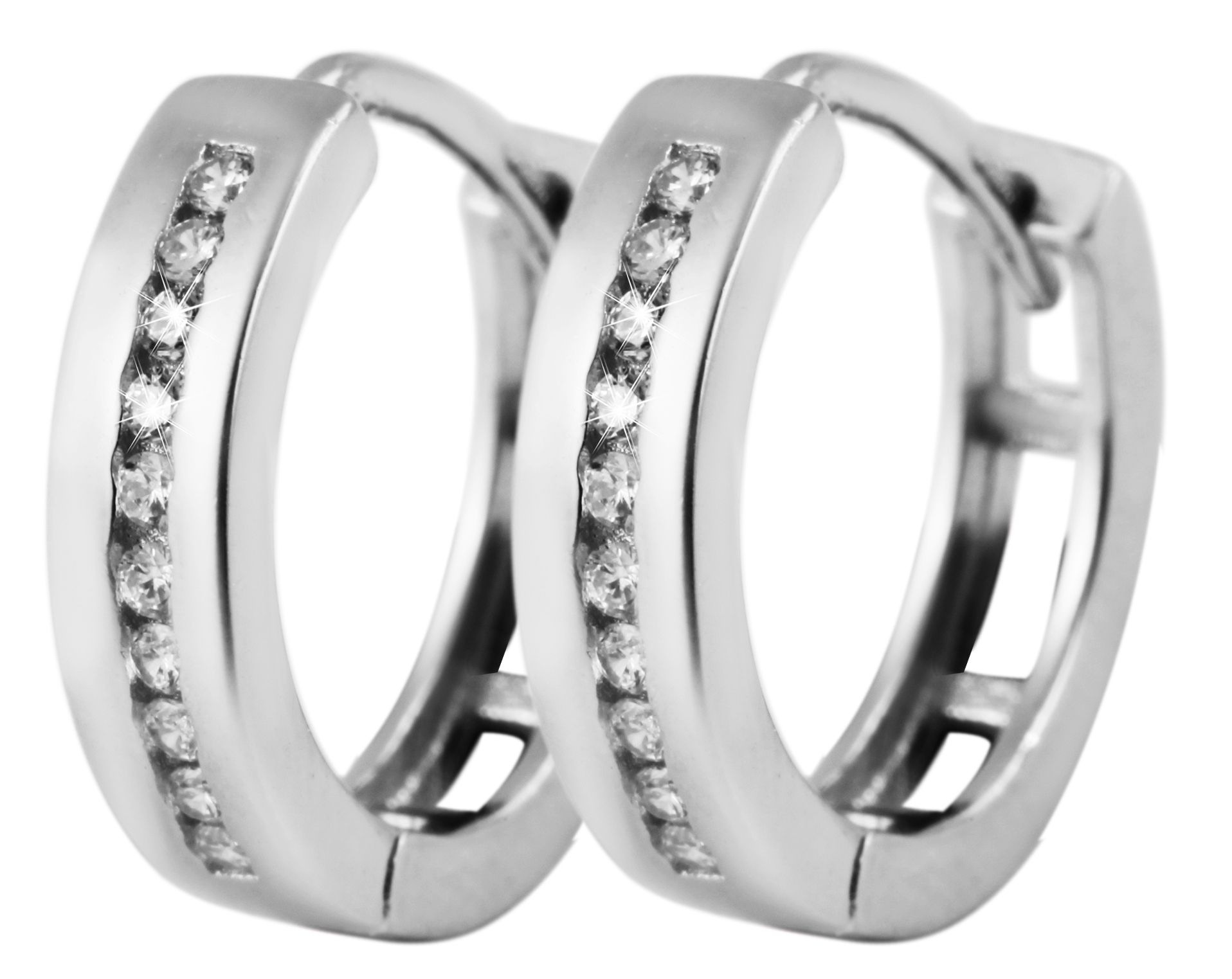 Adelia´s Klappcreolen »Damen Ohrringe – Klappcreole aus 925 Silber mit Zirkonia« Ideal als Geschenk für besondere Anlässe