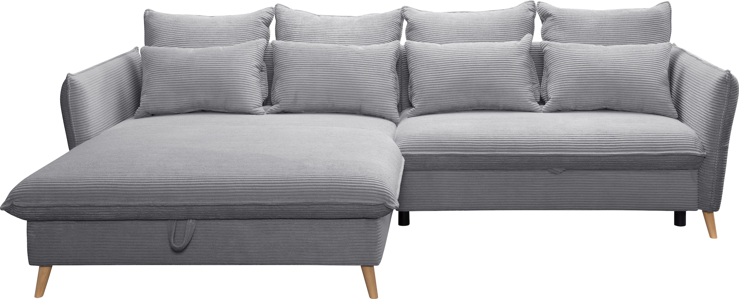 exxpo - sofa fashion Ecksofa »WALPY, elegant und modern, hoher Sitzkomfort, schmale Armlehnen«, L-Form, wahlweise mit Bettfunktion und Bettkasten, in Cord