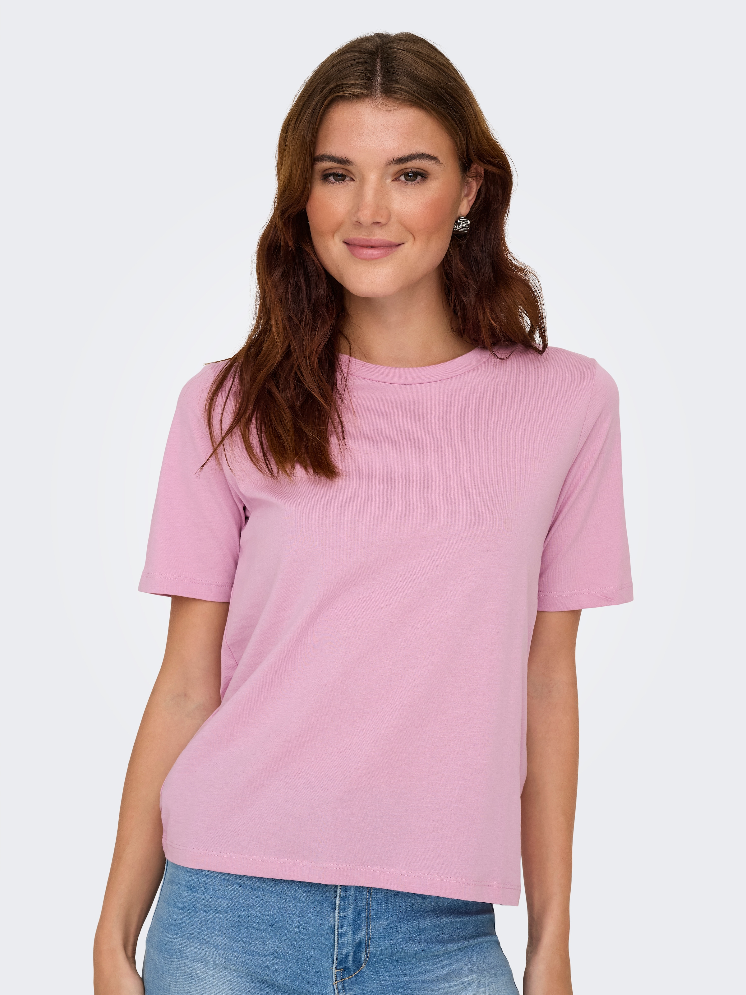 ONLY Kurzarmshirt "ONLONLY – T-Shirt mit Rundhals und klassischem Schnitt", günstig online kaufen