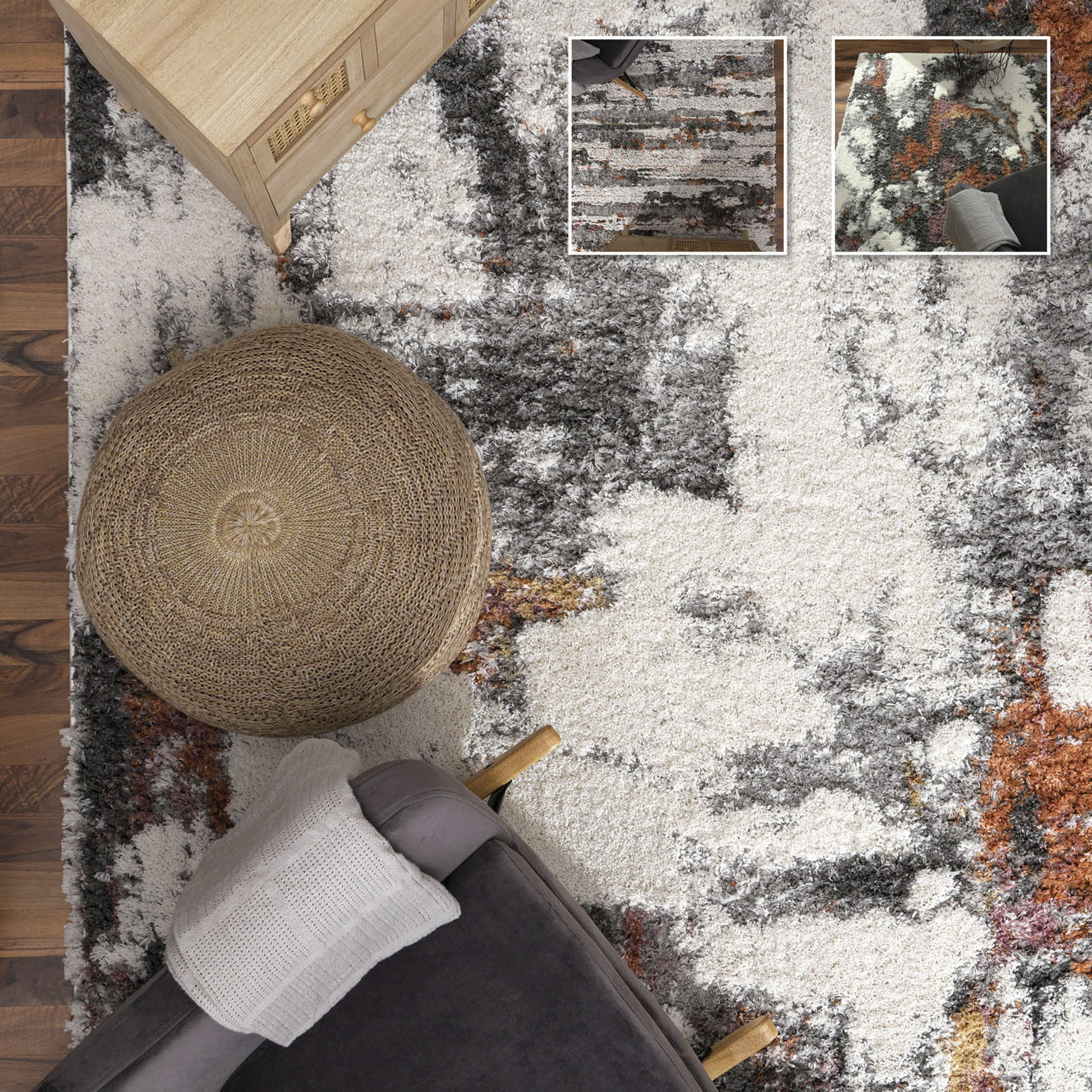 Thumbnail - Paco Home Hochflor-Teppich "Vincenza 283", rechteckig, 34 mm Höhe, kuschelig, modernes Streifen Design, Hoch-Tief Effekt...