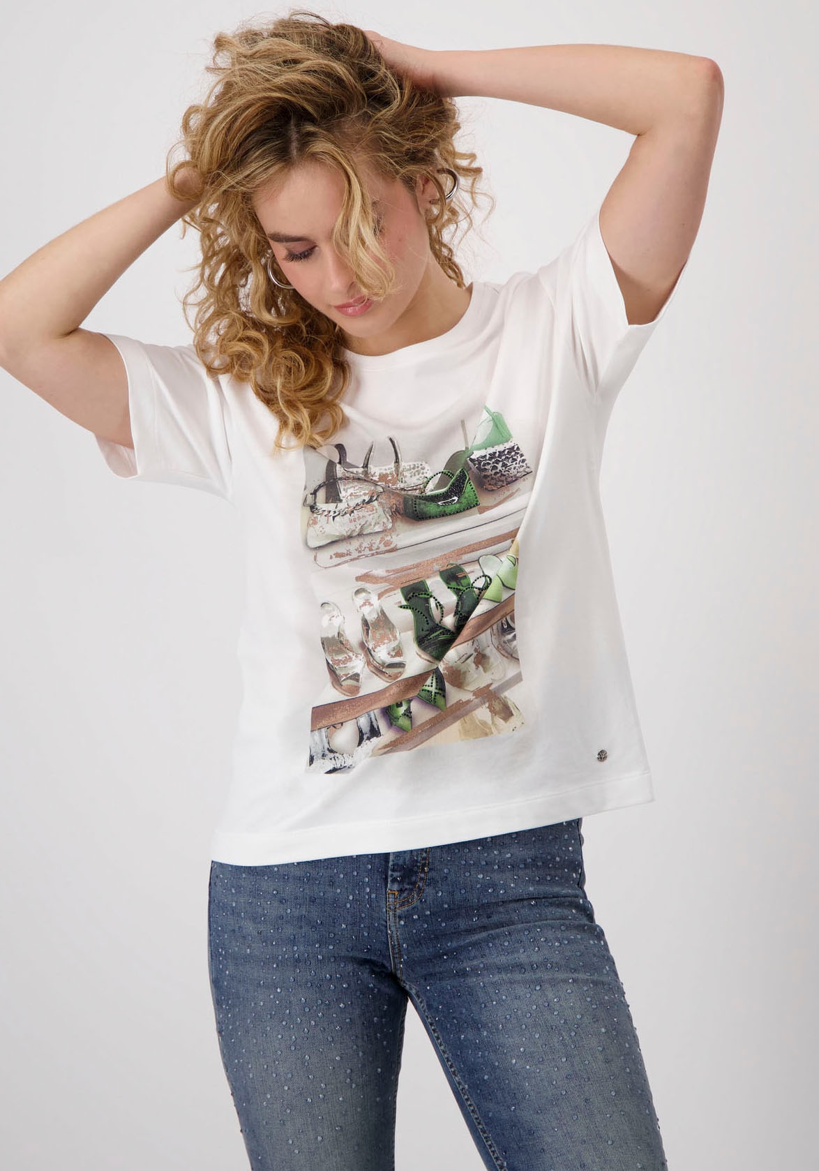 Monari T-Shirt »Shirt Schuhe + Schmuck«, mit Strasssteinen