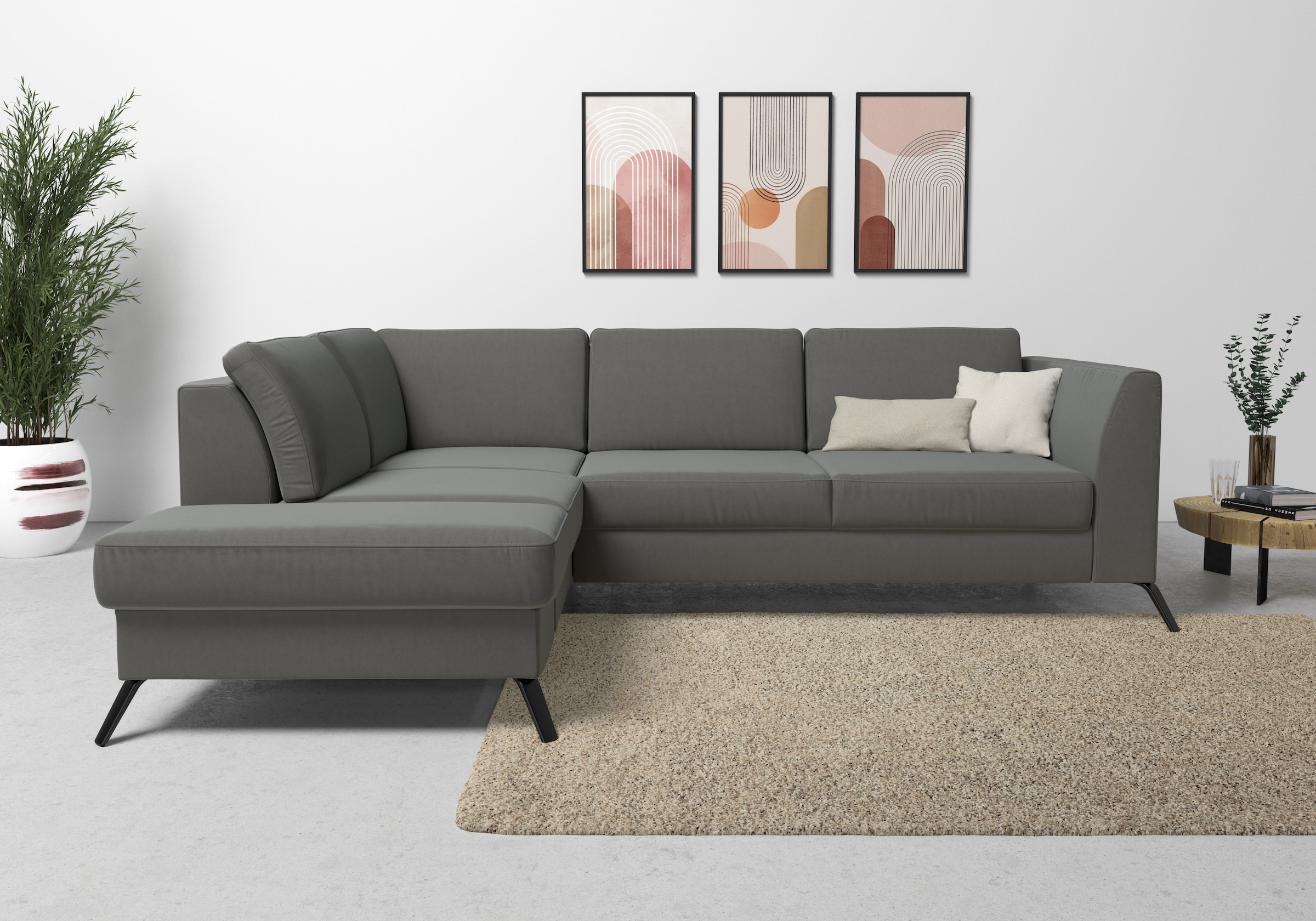 sit&more Ecksofa "Olsen L-Form" inklusive Sitztiefenverstellung, optional Schlaffunktion, 15cm hoch