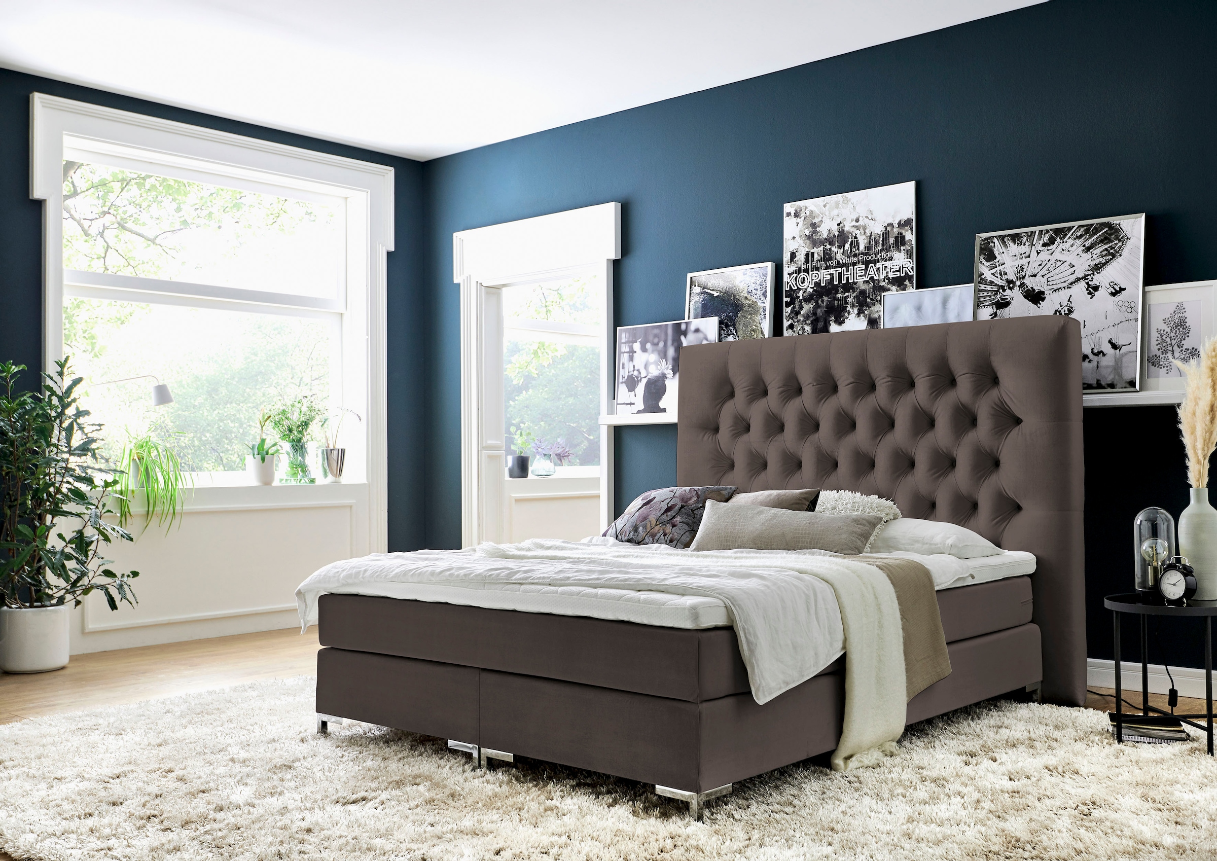 ATLANTIC home collection Boxspringbett "Ronja", mit Topper und extra hohem Kopfteil