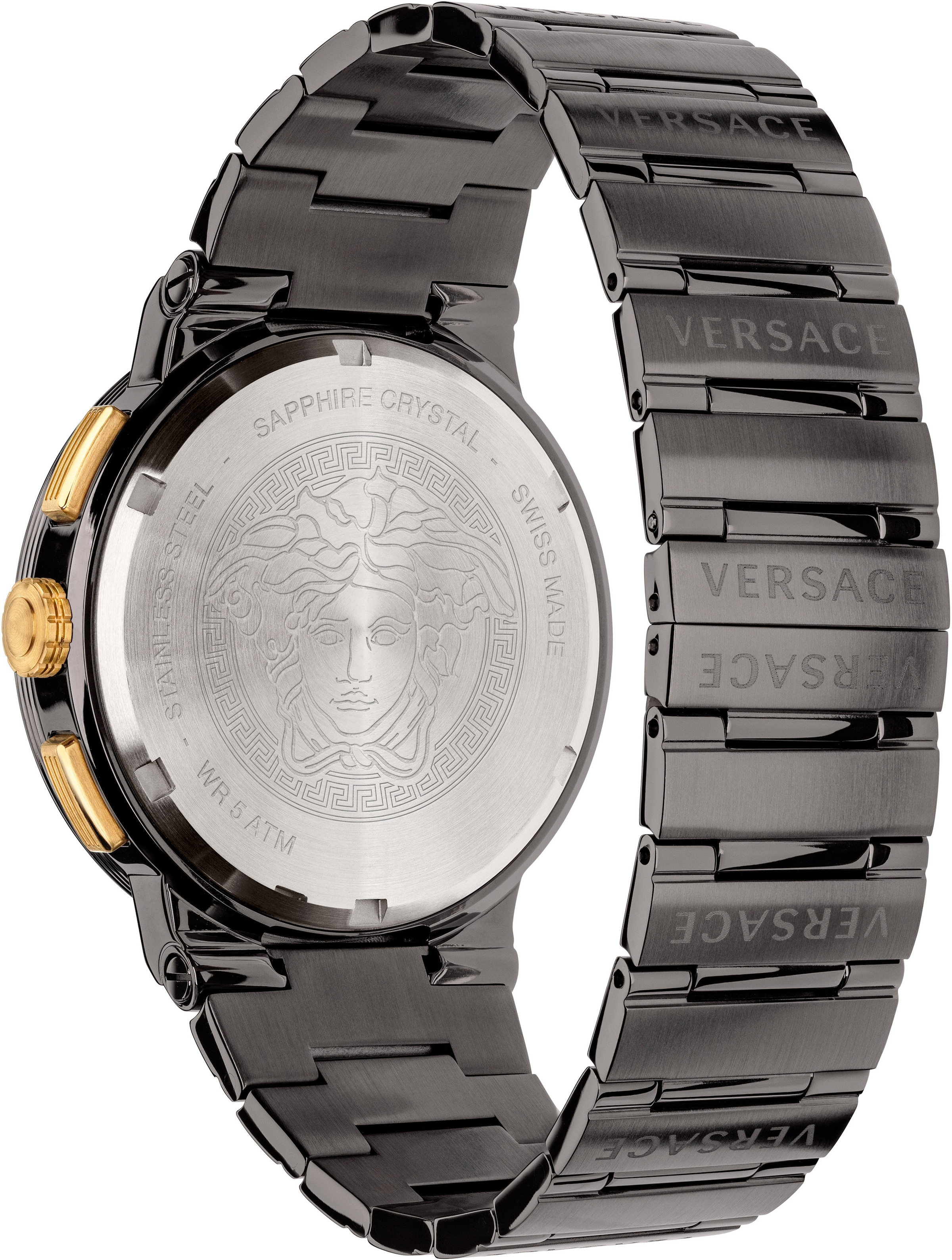 Versace Chronograph »GRECA LOGO CHRONO, VEZ900521«, Quarzuhr, Armbanduhr, Herrenuhr, Saphirglas, Stoppfunktion, Swiss Made