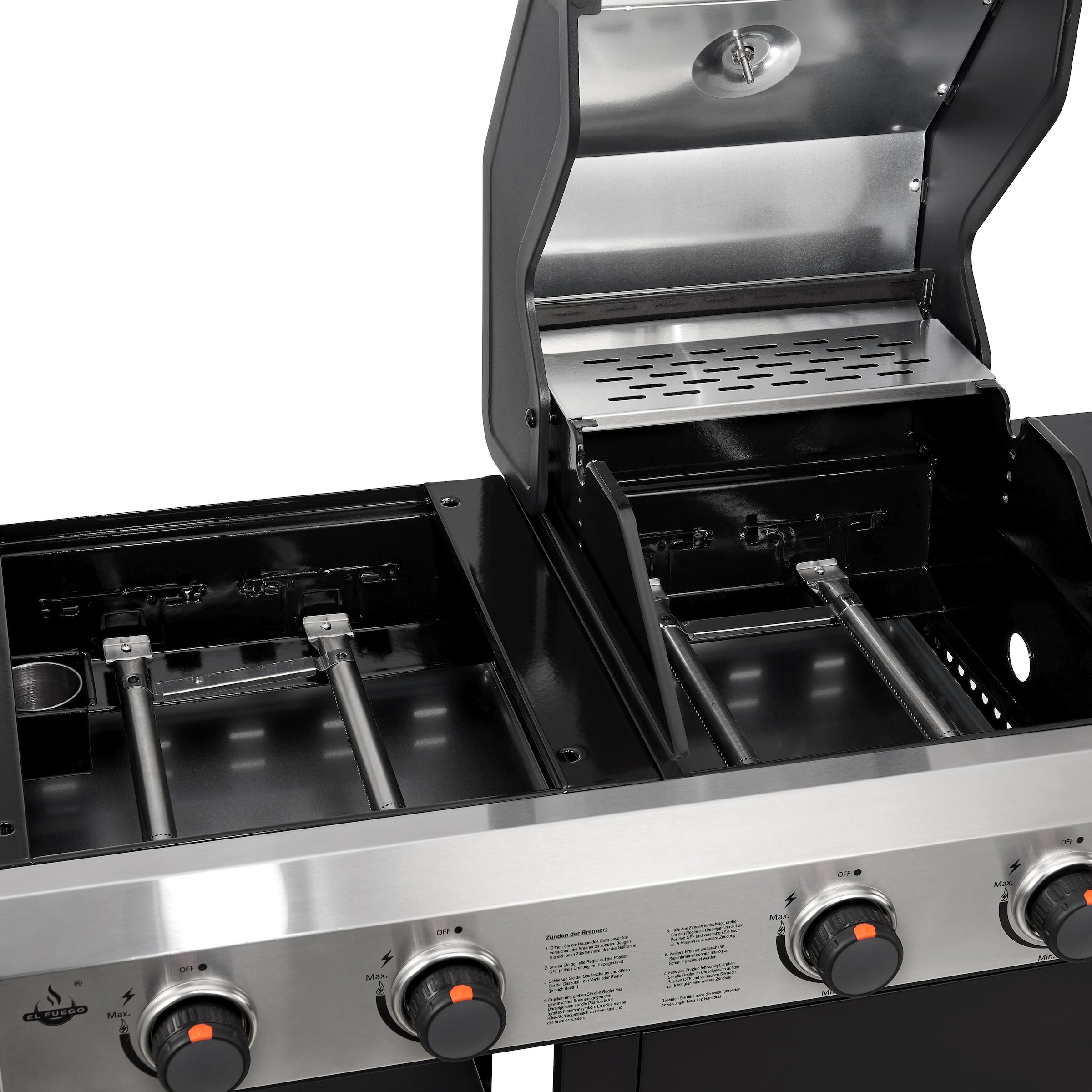 El Fuego Gasgrill »Kombigrill 3-in-1 Boston«, inkl. Pizzastein und Planchaplatte als Zubehör