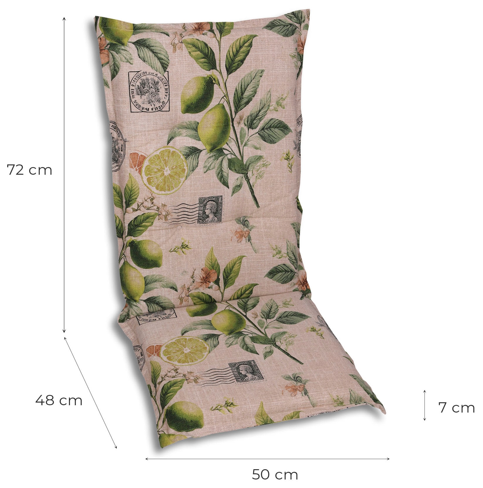 GO-DE Hochlehnerauflage Lemon sand - Maße BxLxH ca.: 50 cm x 120 cm x 7 cm