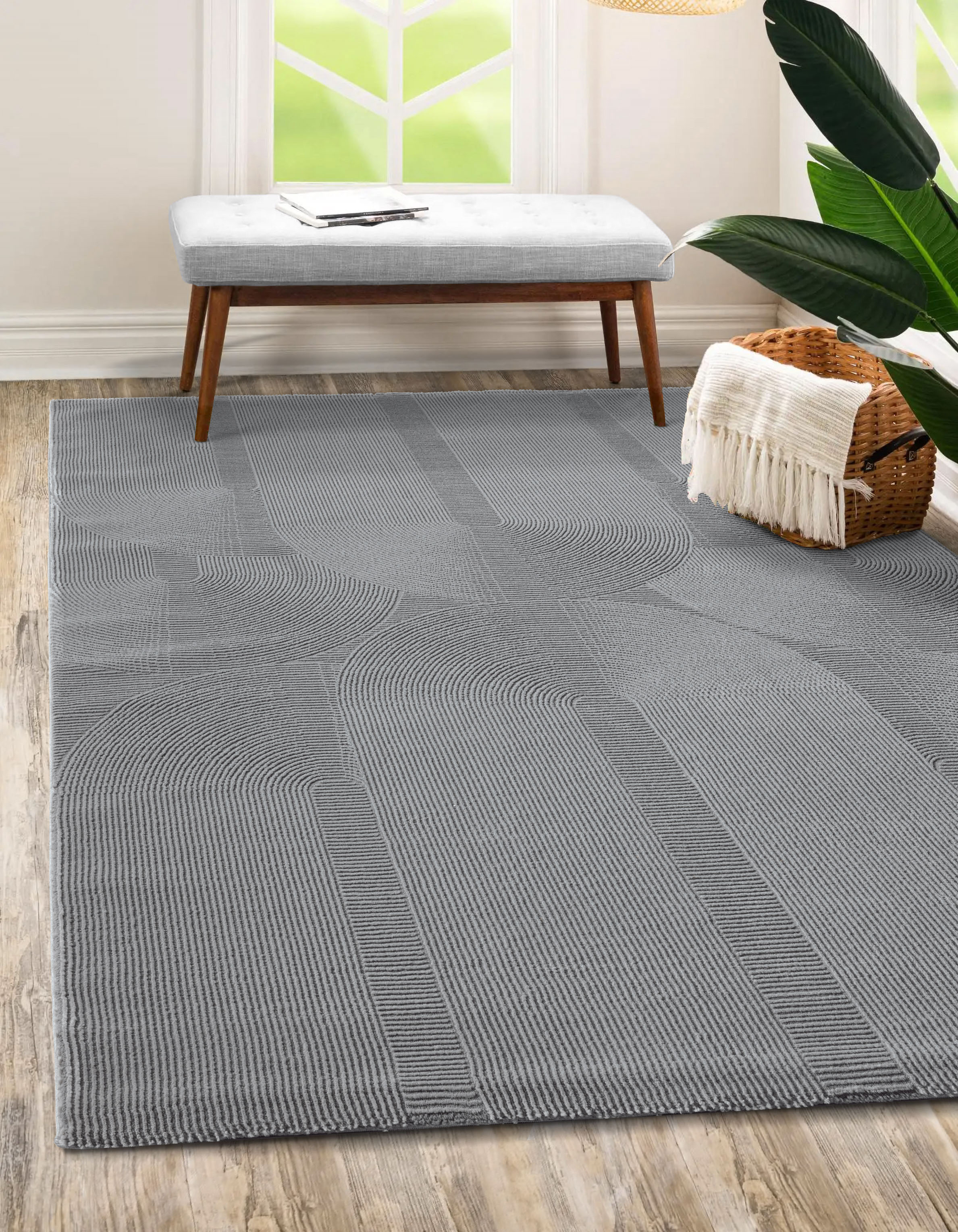merinos Teppich "Sign 1904" rechteckig 12 mm Höhe Hoch Tief Struktur, Geometrisch, 100% recyceltem Polyester, Wohnzimmer