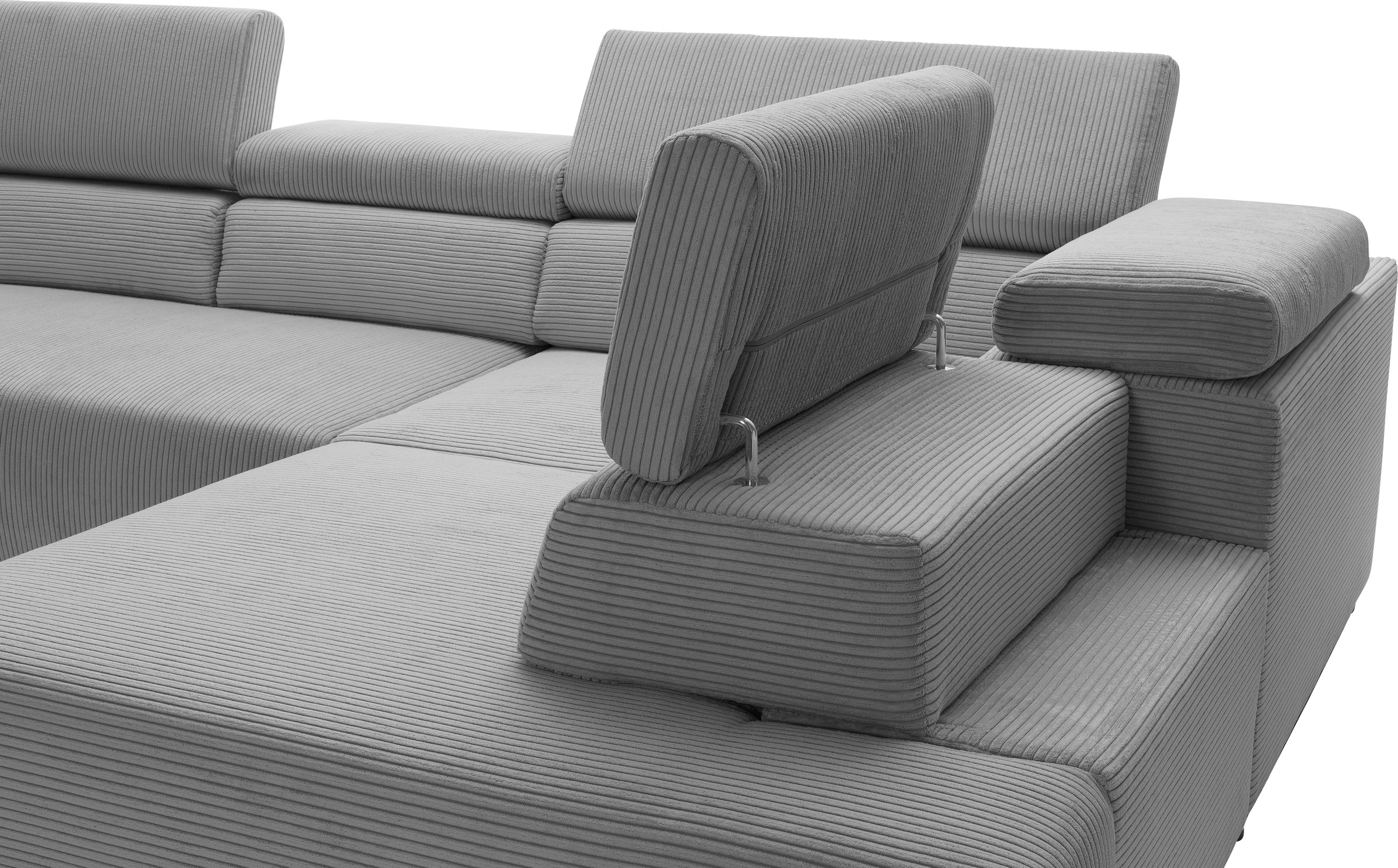 exxpo - sofa fashion Ecksofa »VITTORIO mit Komfortfunktionen, bequem und modern, Cord, L-Form«, inkl. Kopfteil- und Sitztiefenverstellung, wahlweise mit Bettfunktion