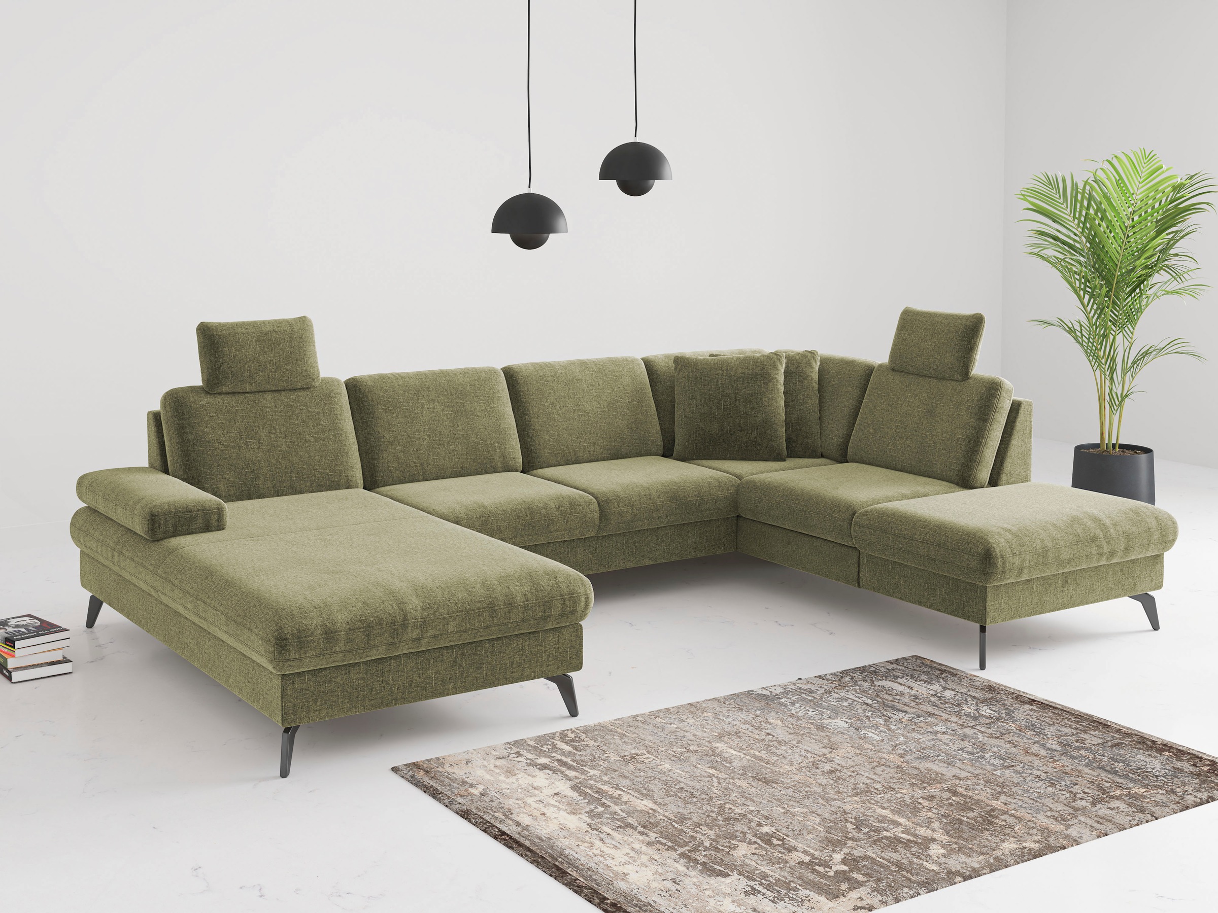 sit&more Wohnlandschaft »Morris Jubi U-Form«, inkl. Armteilfunktion und 1 Zierkissen, wahlweise mit Bettfunktion