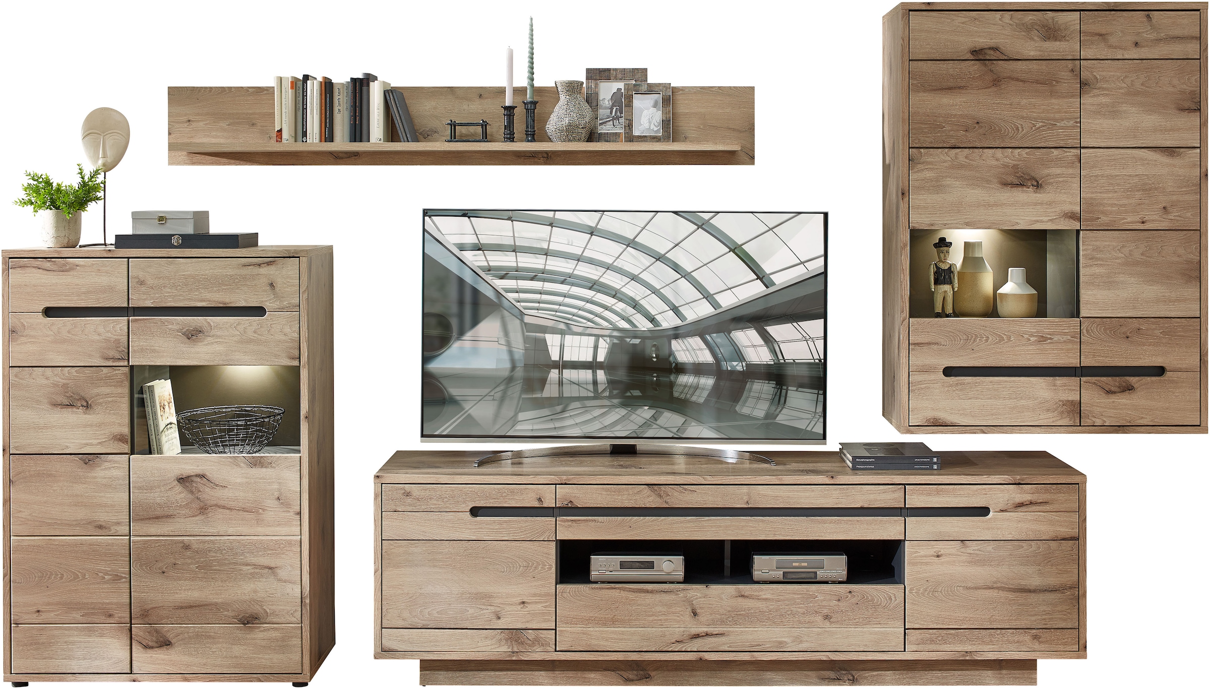 Innostyle Wohnwand »BELLANO«, (Komplett-Set, 4 St.), inkl. LED-Beleuchtung
