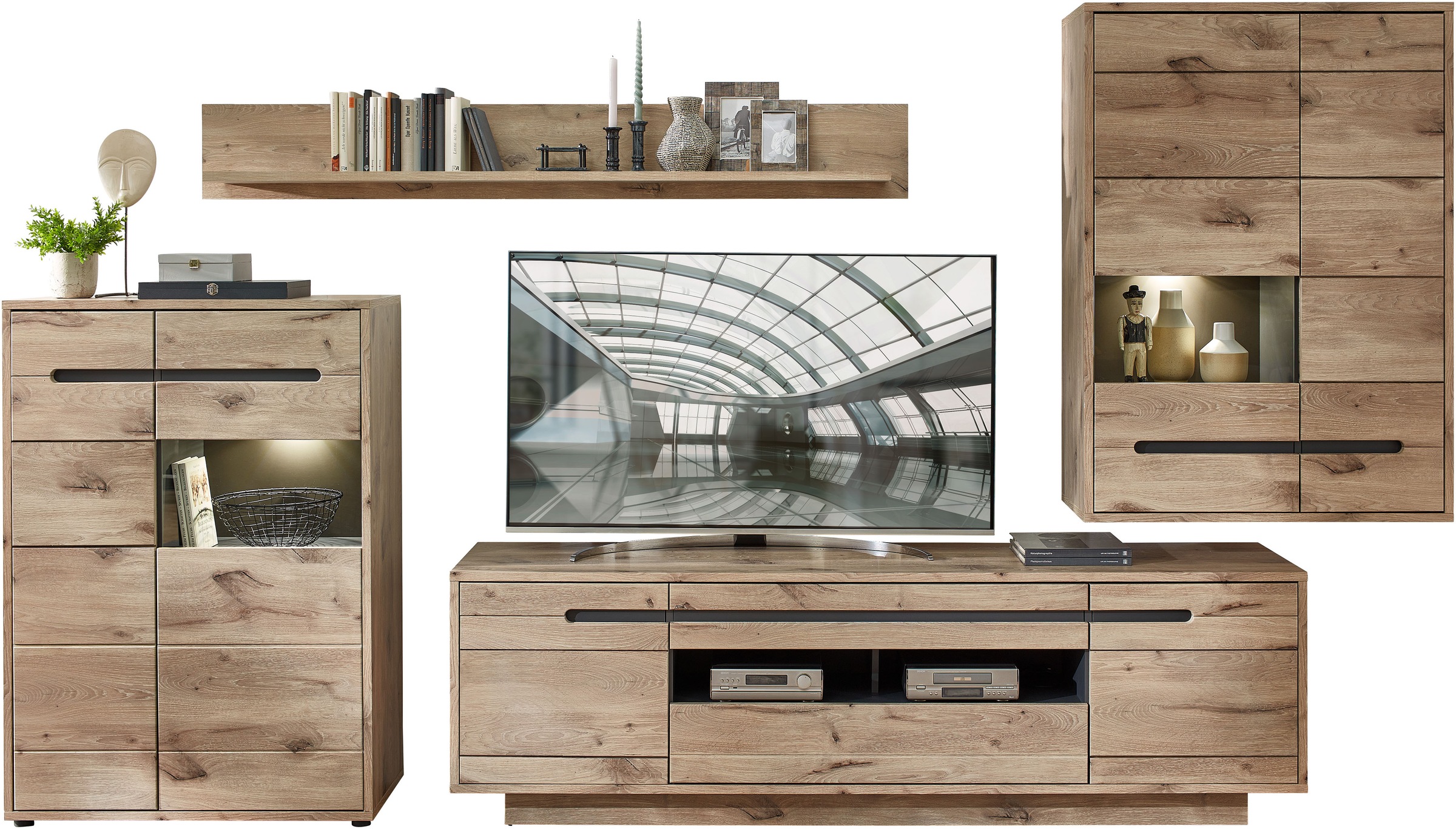 Innostyle Wohnwand "BELLANO" Komplett-Set, 4 Stk. tlg. inkl. LED-Beleuchtun günstig online kaufen
