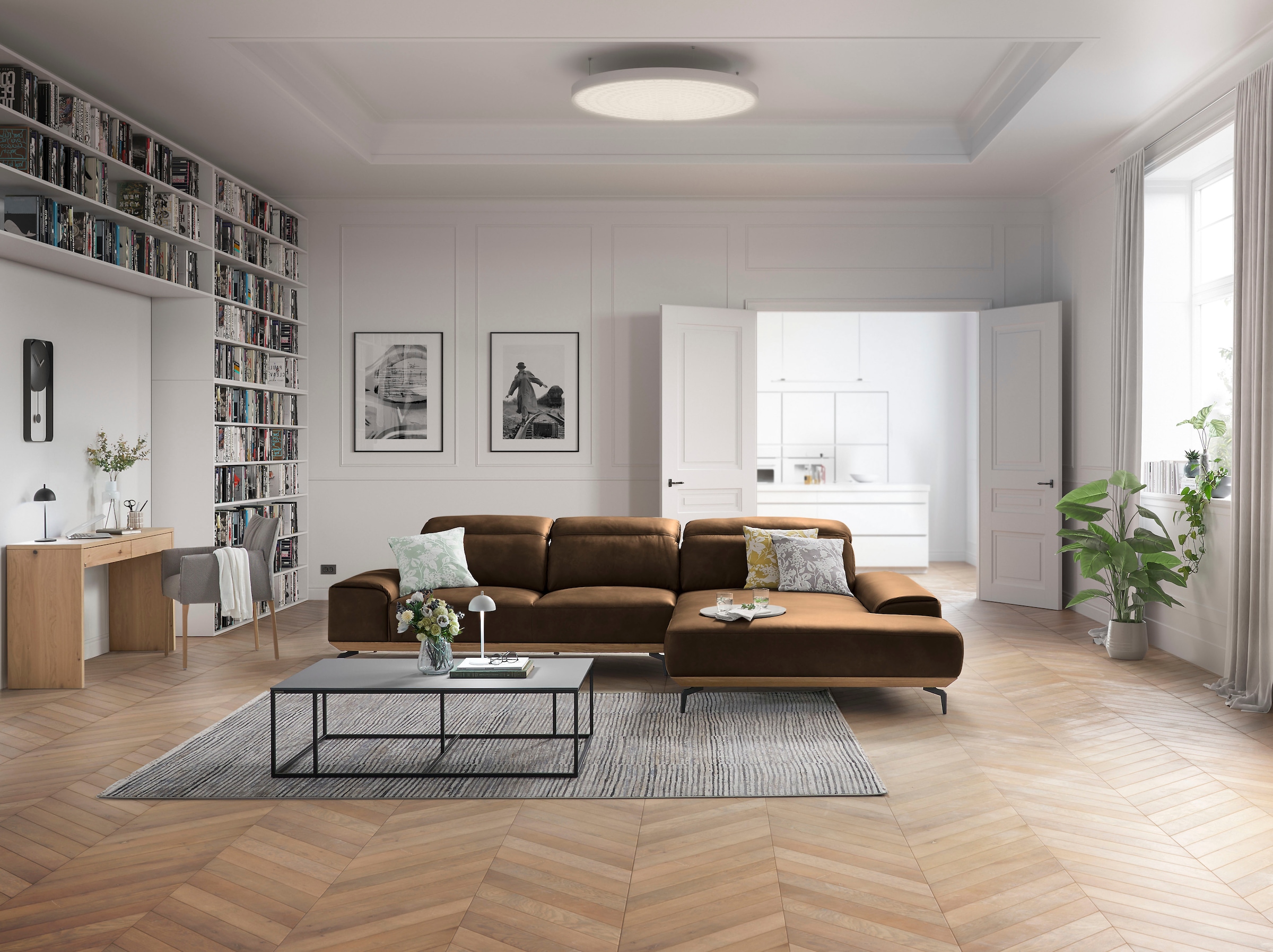Musterring Wohnlandschaft »MR 2490«, Fuß Schwarz, Sitzhöhe 46cm, wahlweise mit Funktionen, Maße 342x207 cm