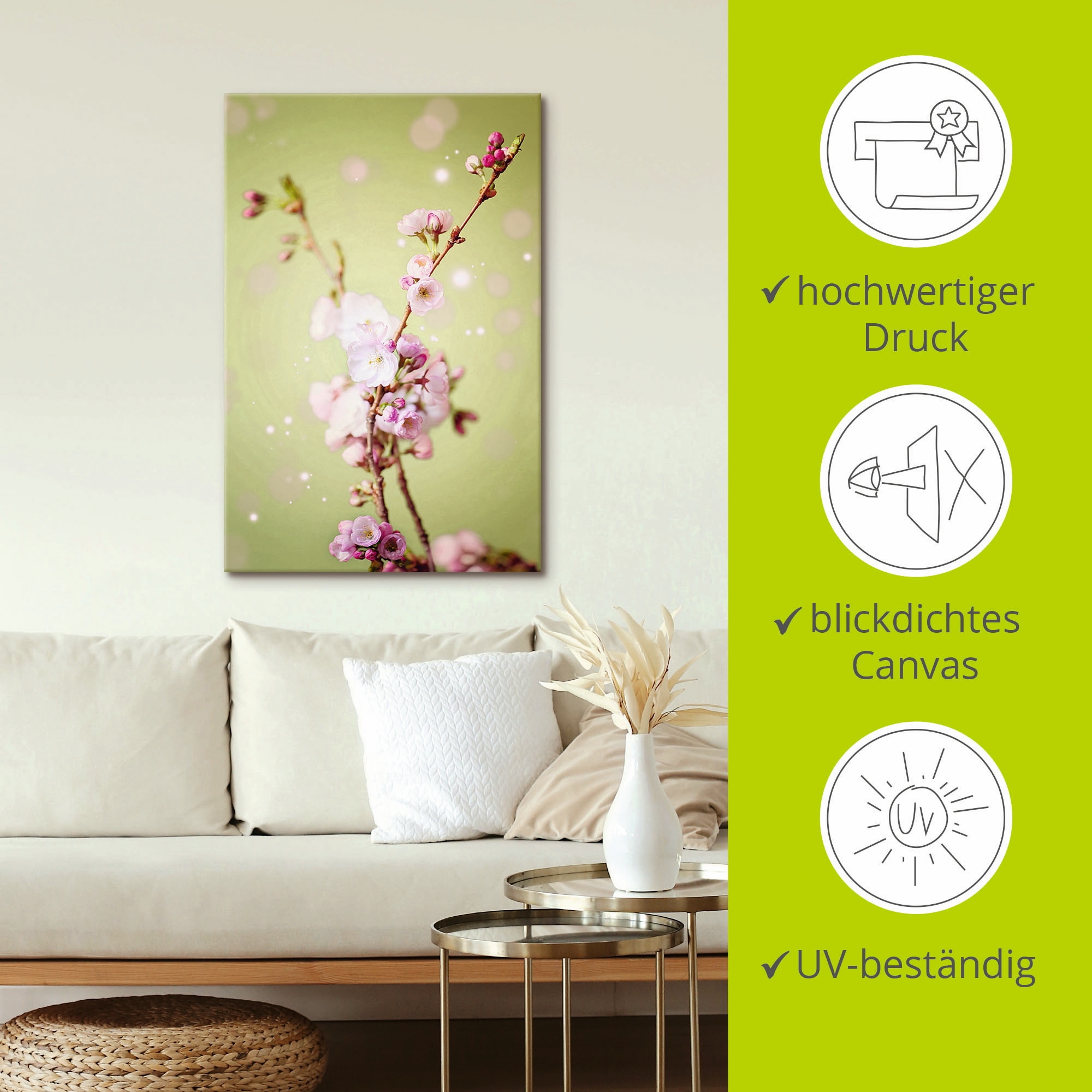 Artland Wandbild »Kirschblütenzweig«, Blumen, (1 St.), als Leinwandbild, Wandaufkleber in verschied. Größen