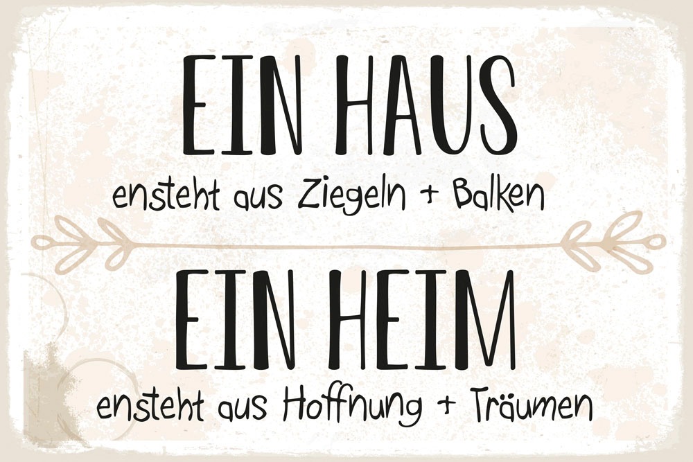 queence Metallbild "Heim" Motivationsbilder Schriftzug Sprüche Sprüche & Texte 1 Stk. tlg. Stahlschild, Blechschild, Sprüche, Texte, Familie, Liebe