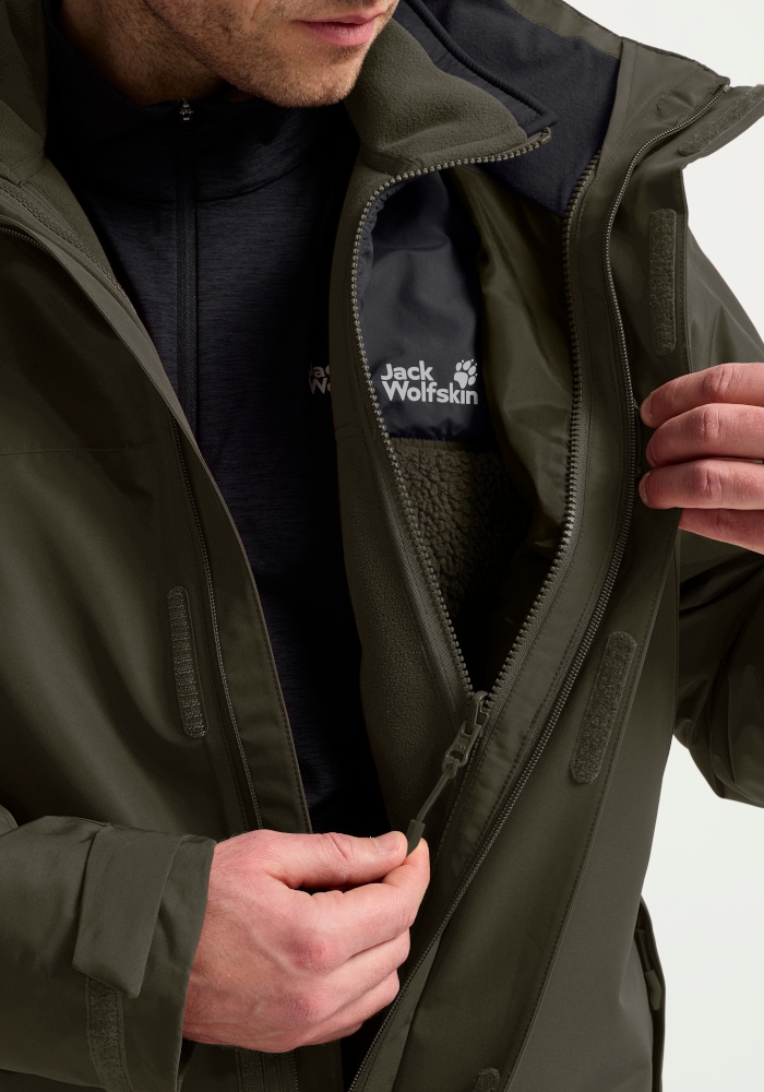 Jack Wolfskin 3-in-1-Funktionsjacke »STONELITE 3IN1 JKT M« mit Kapuze 3-in-1 Jacke, wasserdicht, warm