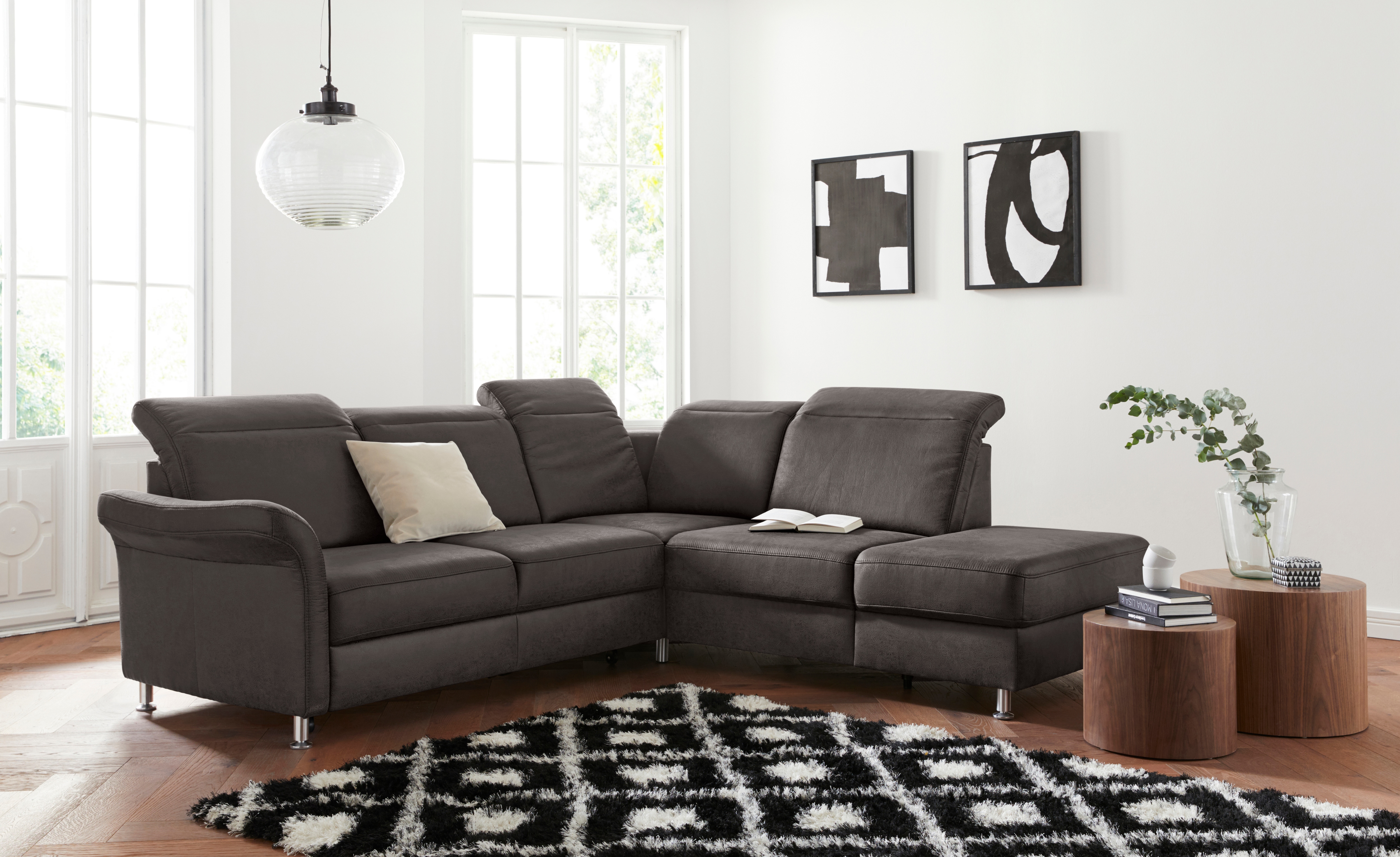 sit&more Ecksofa "Darwin L-Form" inklusive Federkern, wahlweise mit Kopfteilverstellung, Schlaffunktion