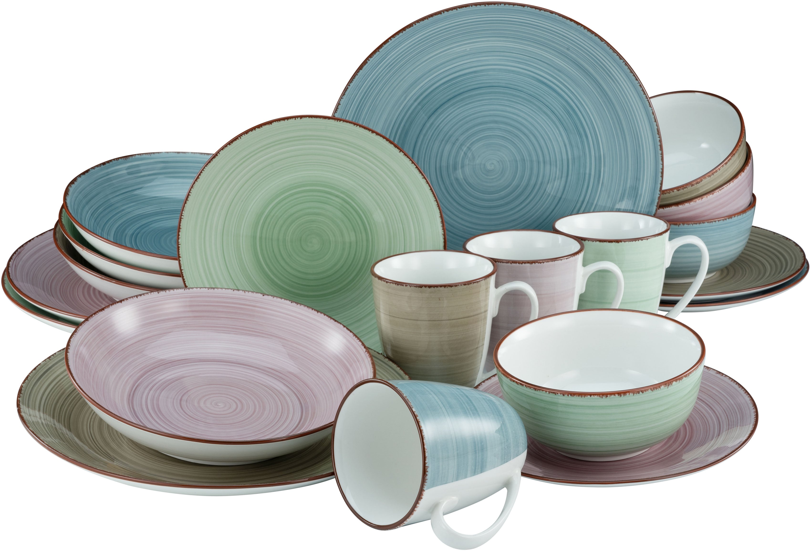 CreaTable Kombiservice "Geschirr-Set Samba" Service, handgemalter Spiraldek günstig online kaufen